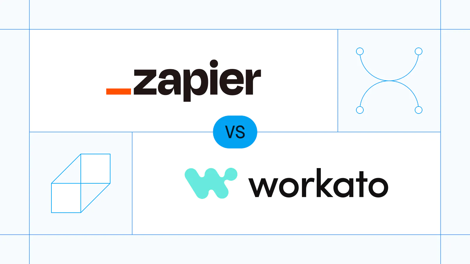 Zapier versus Workato comparison card with both logos