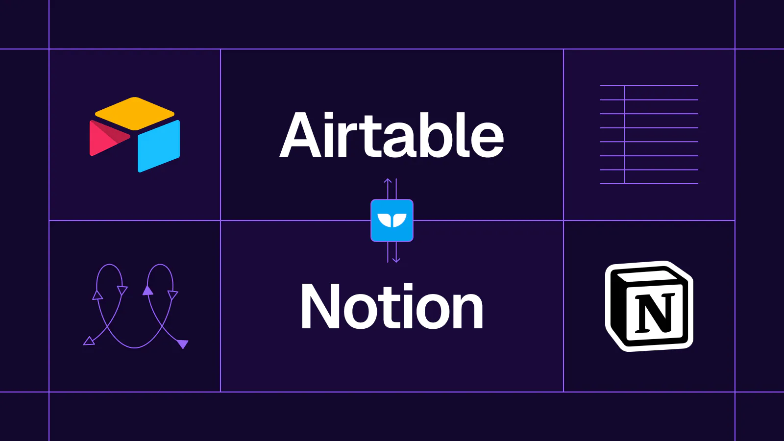 Title card showing the Airtable and Notion logos connected by a Whalesync sync icon