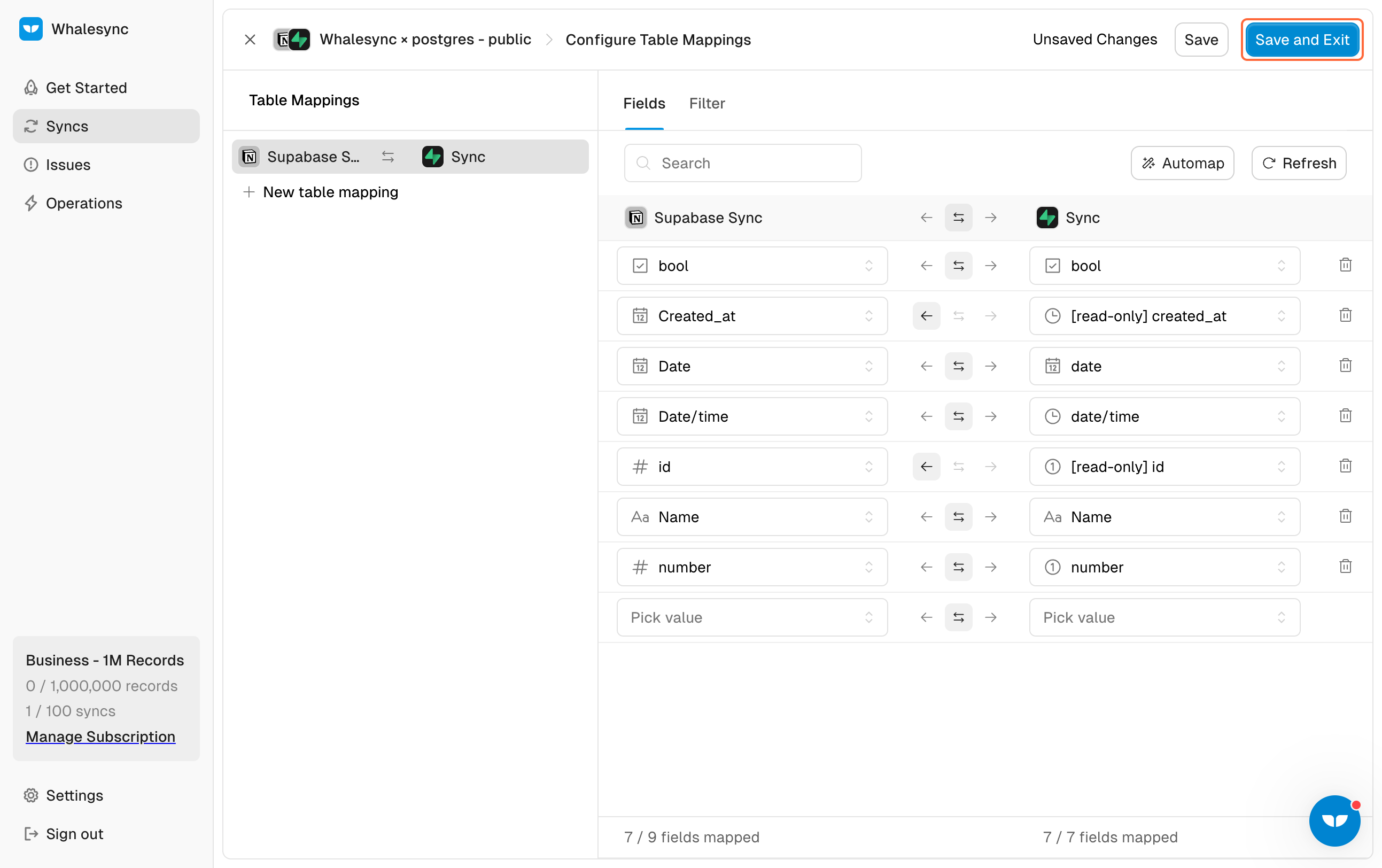 15. Save your table and field mappings