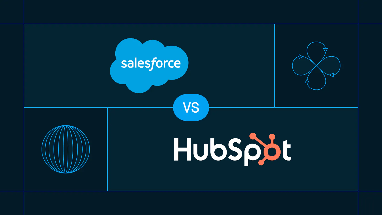 Salesforce versus HubSpot comparison card with both logos