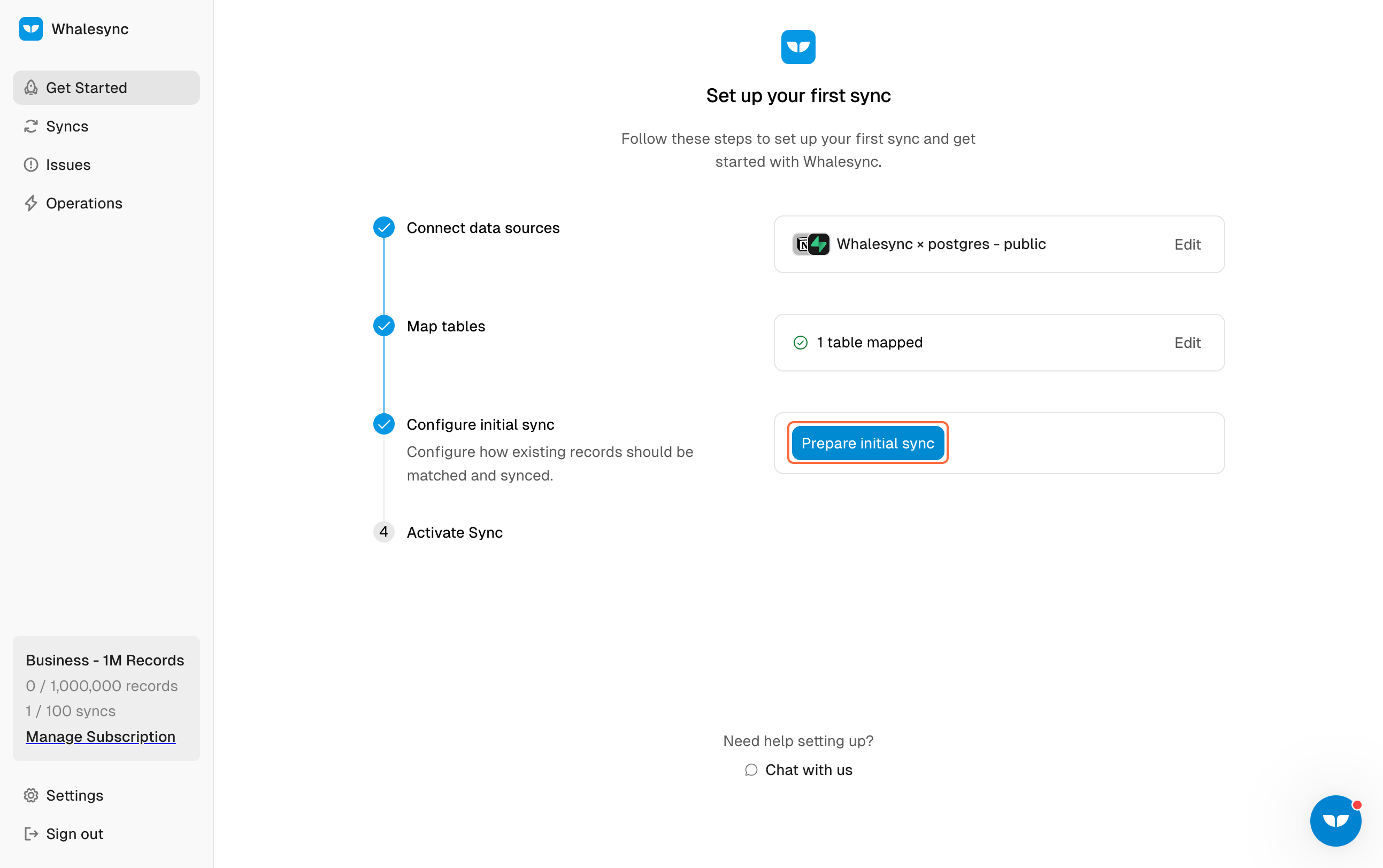 16. Go through the initial sync setup