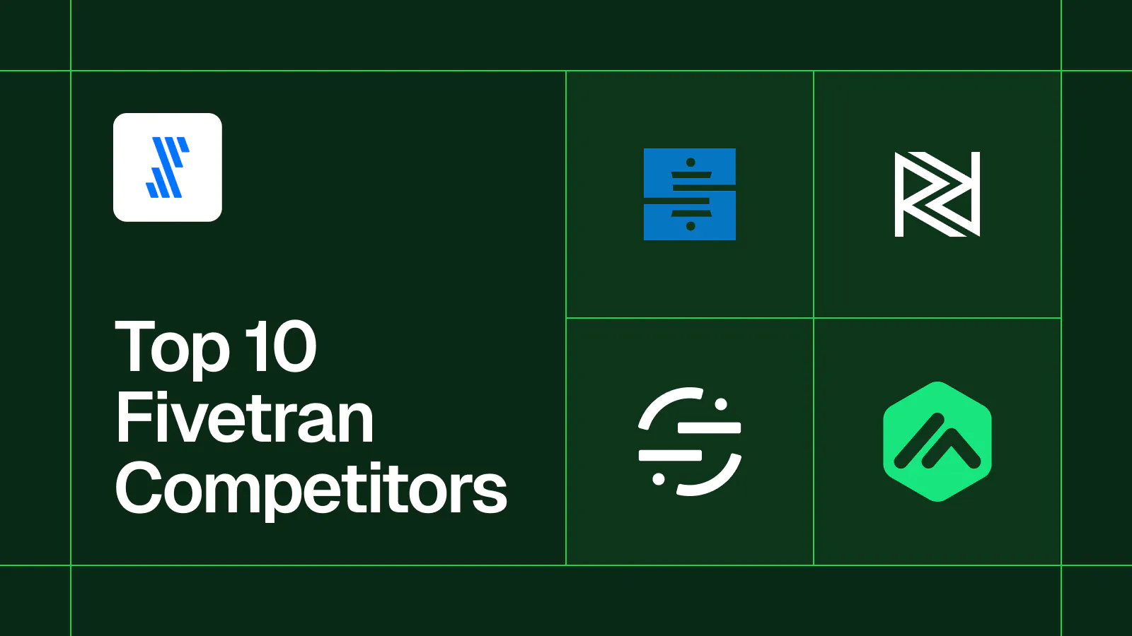 Title card reading 'Top 10 Fivetran Competitors' with the Fivetran and other data-tool logos