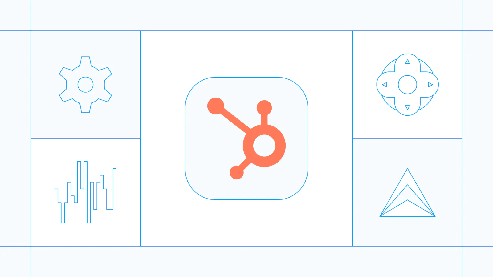 Announcement graphic featuring the HubSpot logo with abstract line icons