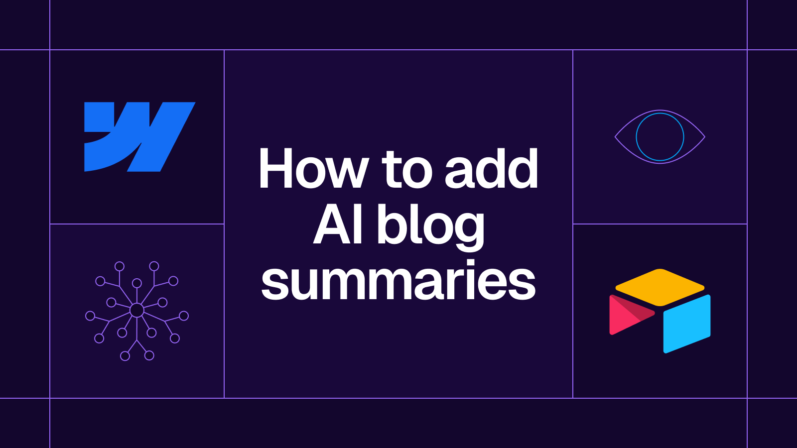 Title card reading 'How to add AI blog summaries' with the Webflow and Airtable logos