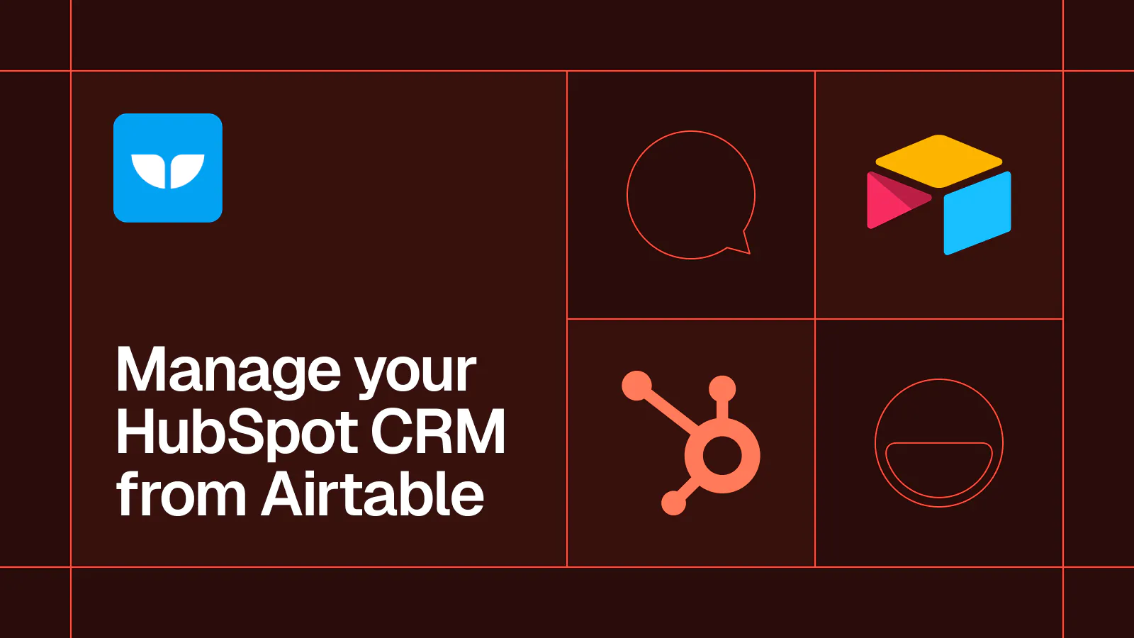 Title card reading 'Manage your HubSpot CRM from Airtable' with the HubSpot and Airtable logos