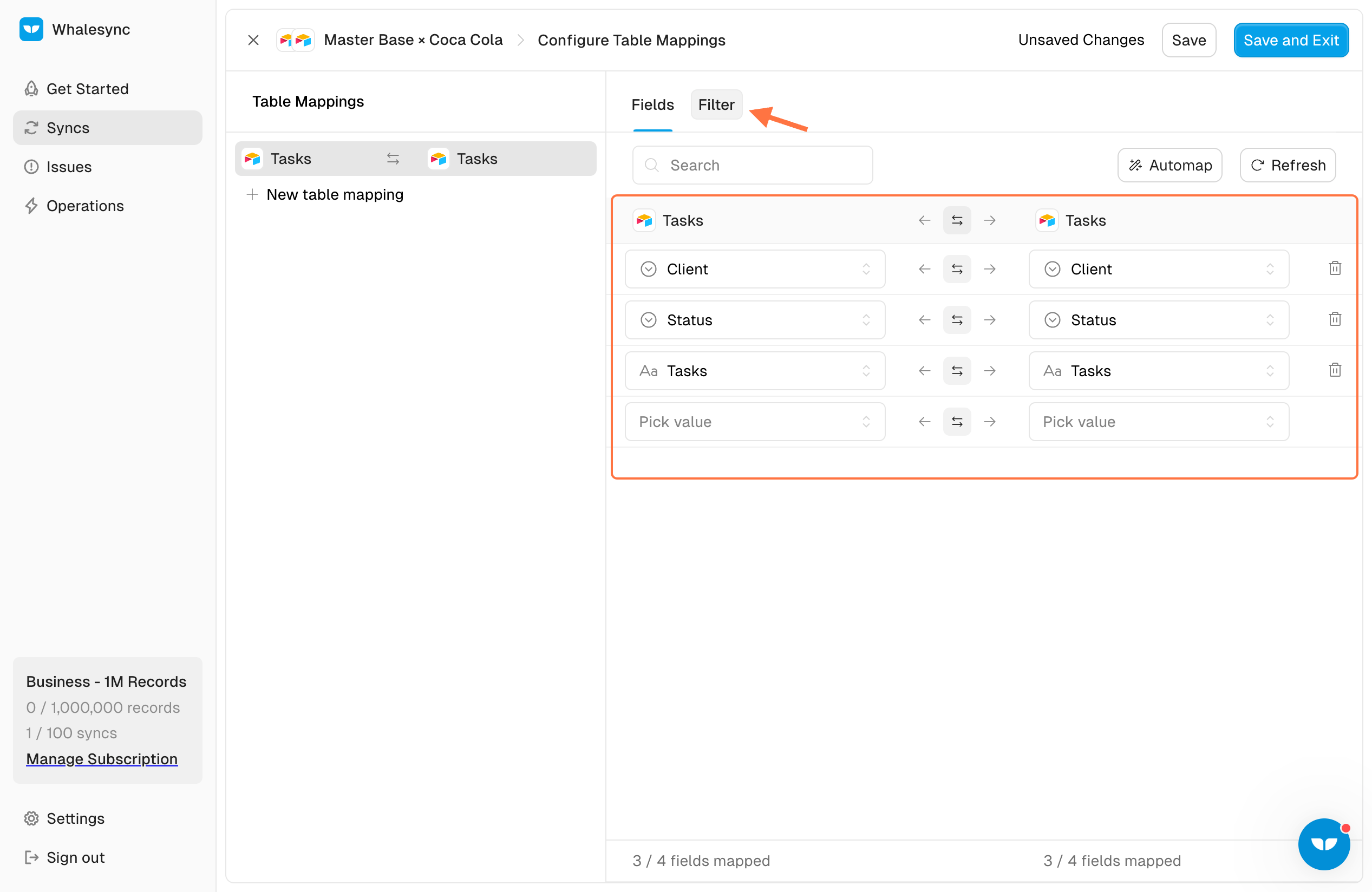 5. After mapping all your table and fields, hit ‘Filter’