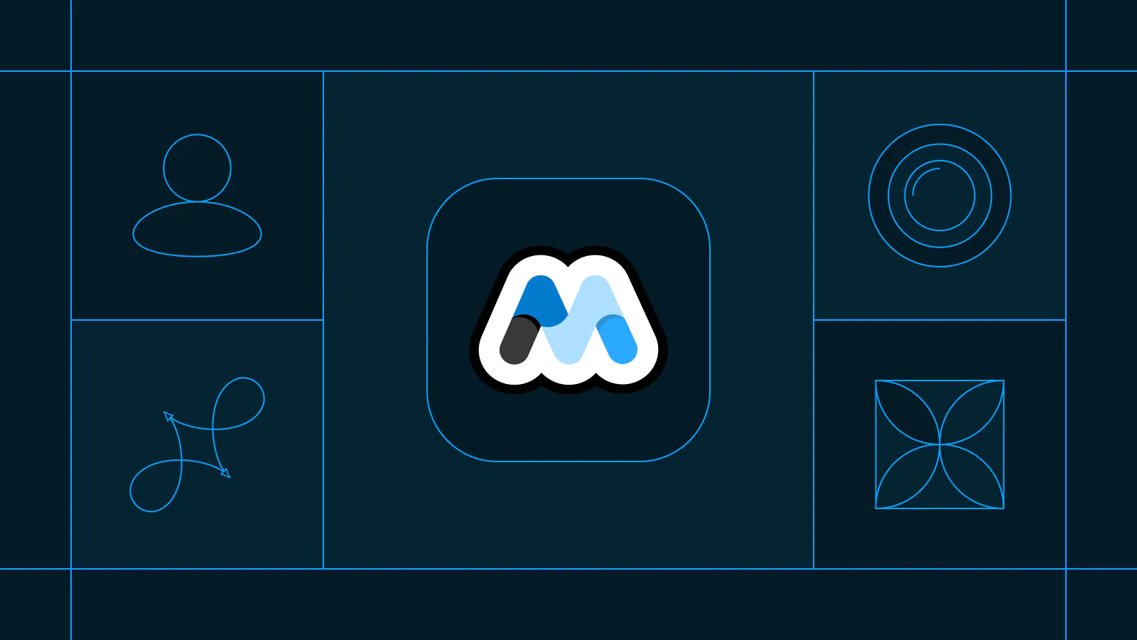 Graphic featuring the Memberstack logo with abstract line icons