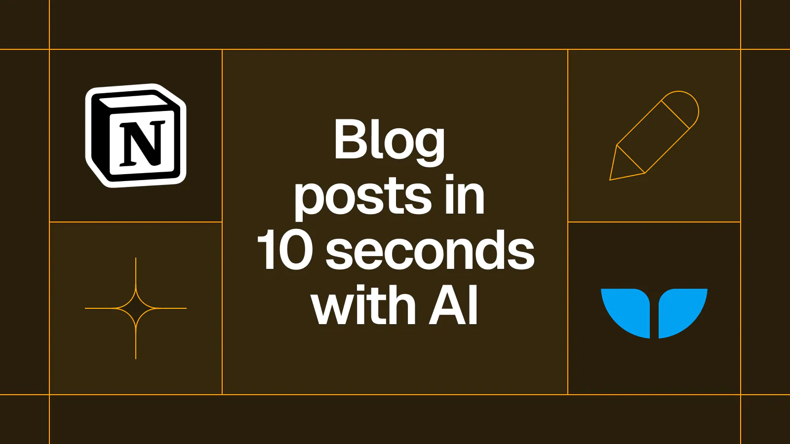 Title card reading 'Blog posts in 10 seconds with AI' with the Notion logo
