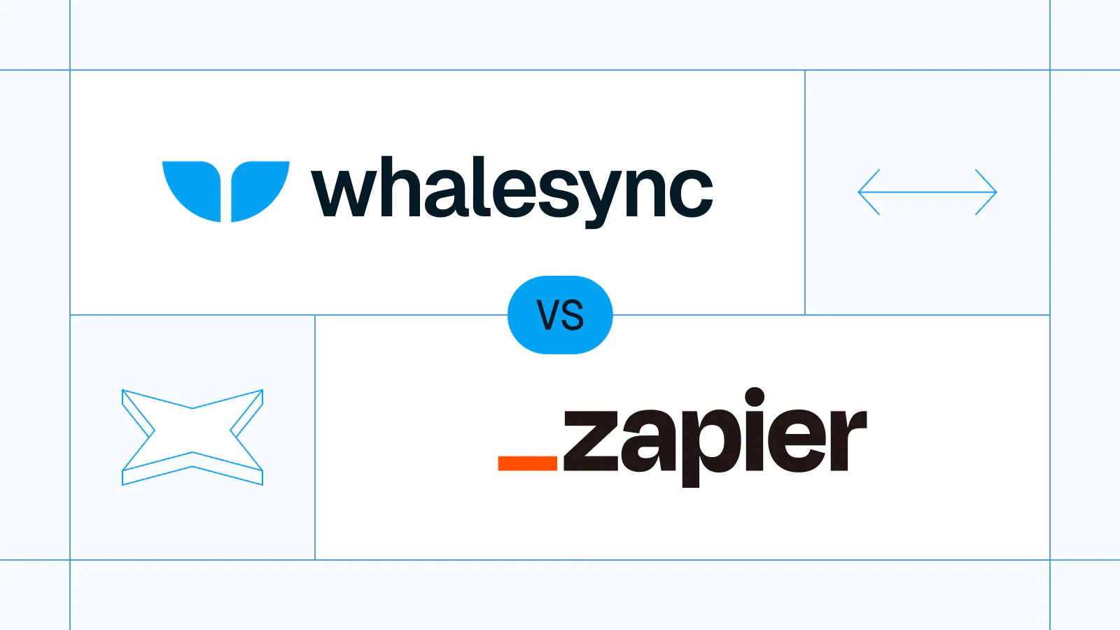 Whalesync versus Zapier comparison card with both logos