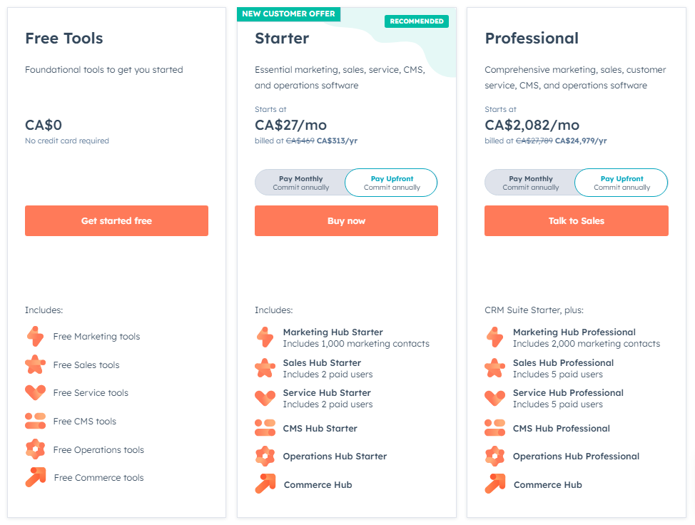 HubSpot pricing