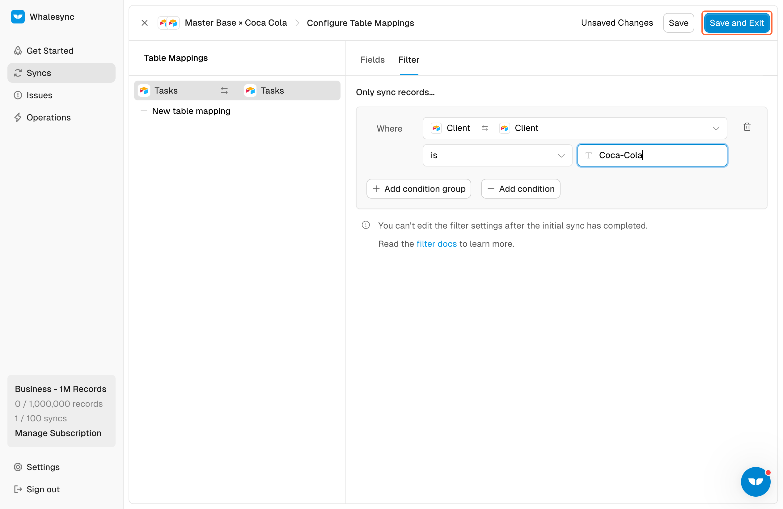 6. Add your filters
