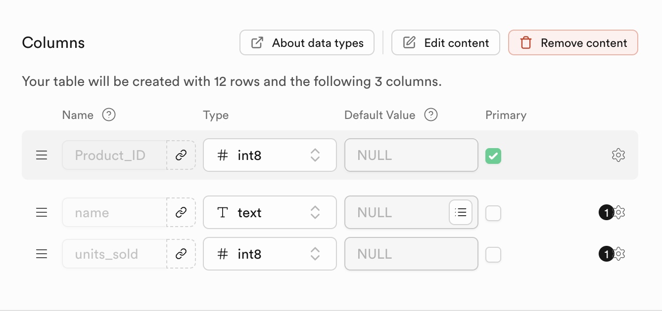 Assign a primary key to your table