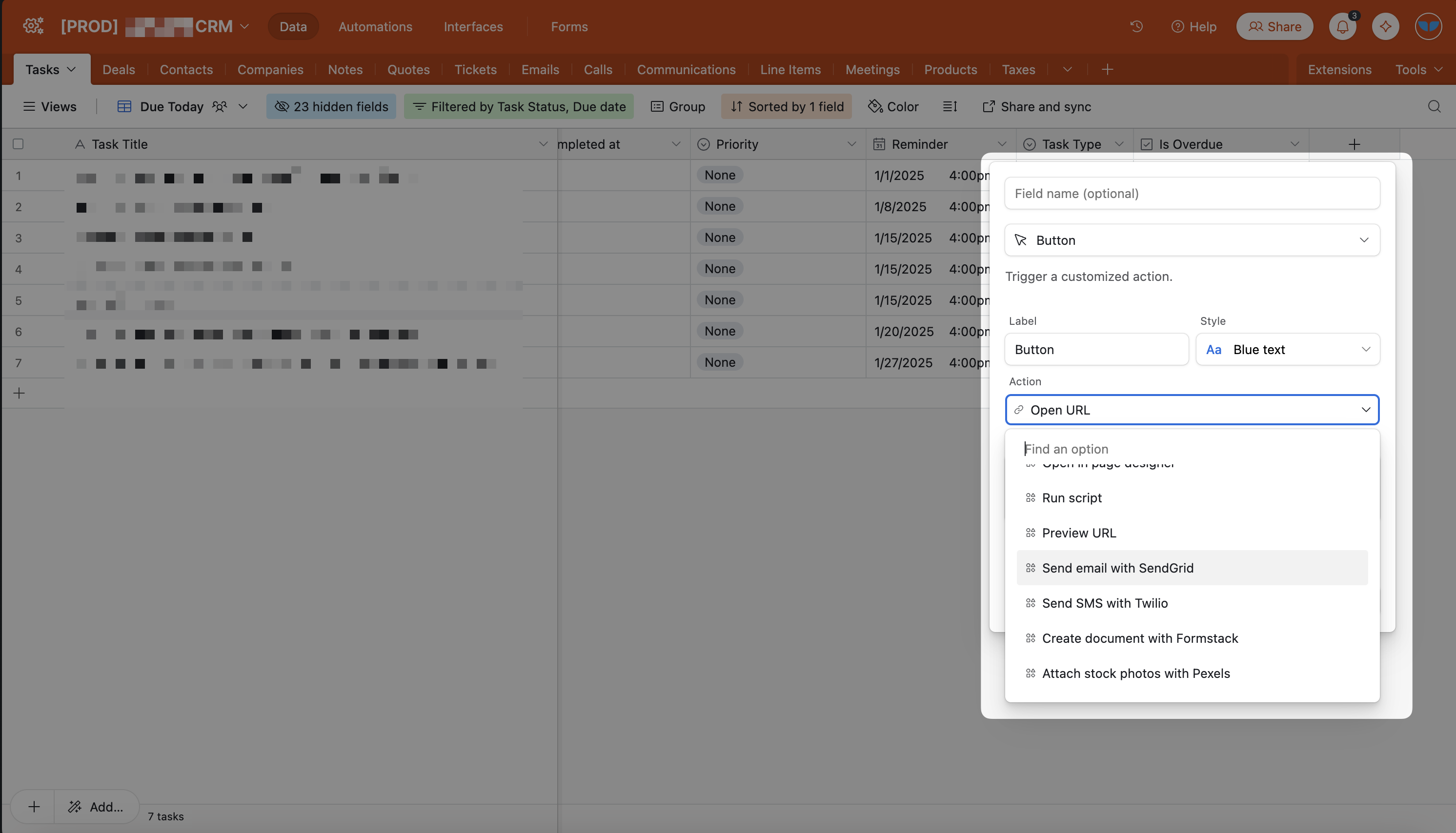 Adding an email button in Airtable