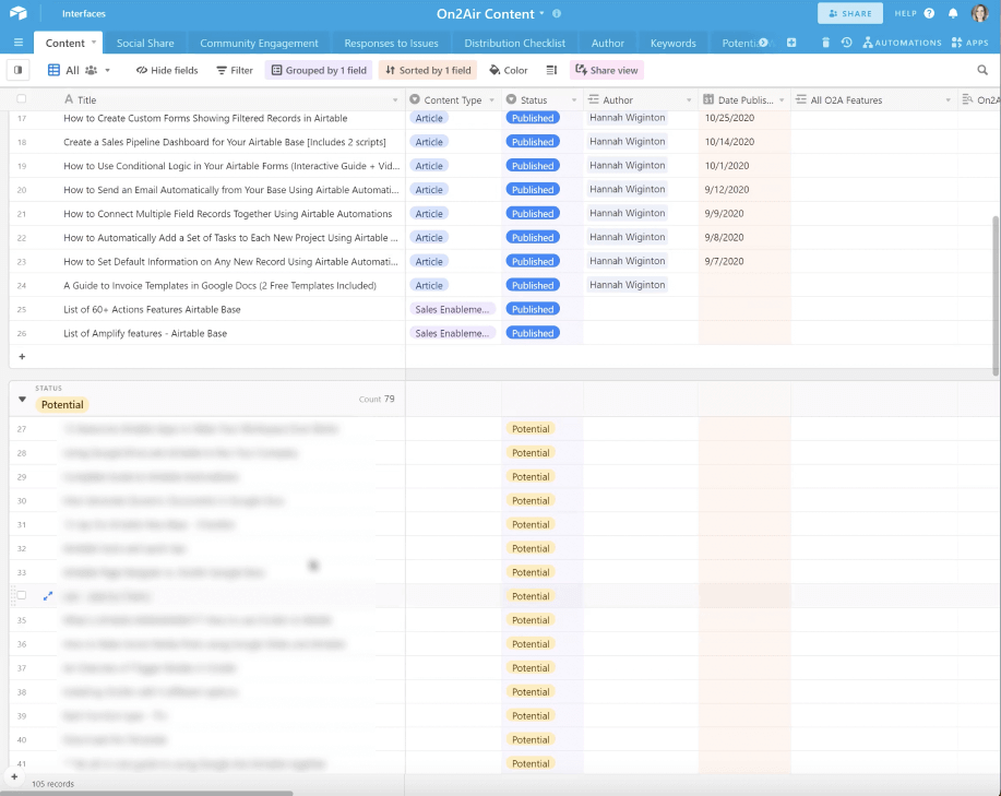 Link blog posts in an Airtable base