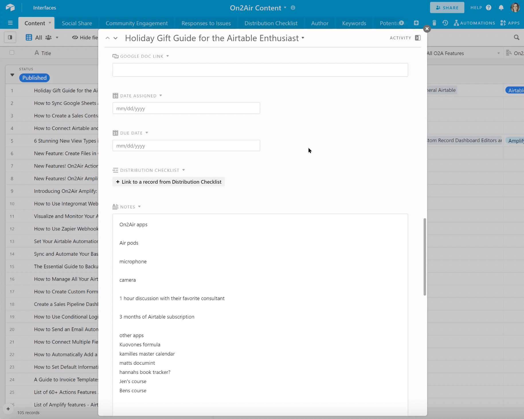 Gallery View in Airtable