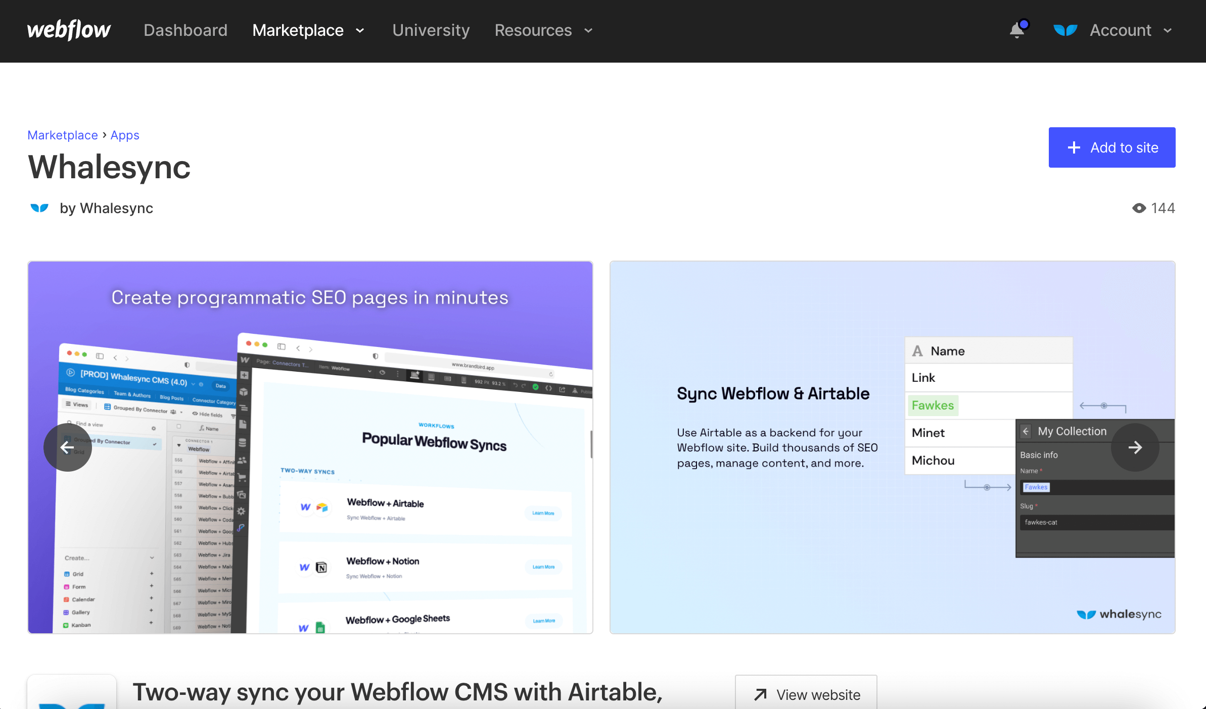 Check out our app detail page here: https://webflow.com/apps/detail/whalesync