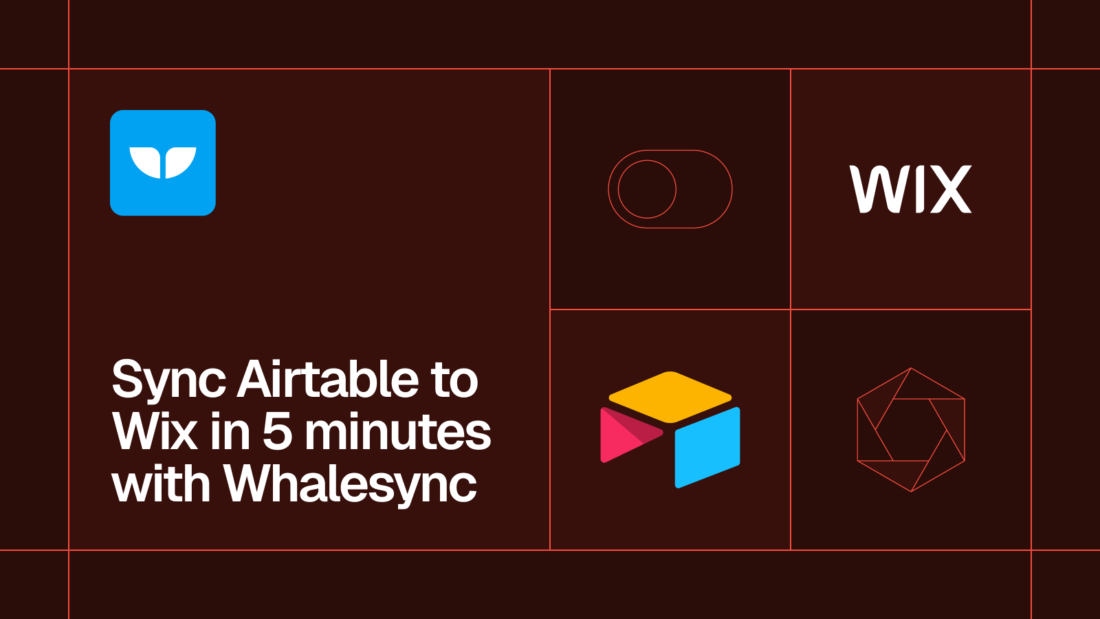 Title card reading 'Sync Airtable to Wix in 5 minutes with Whalesync' with the Airtable and Wix logos