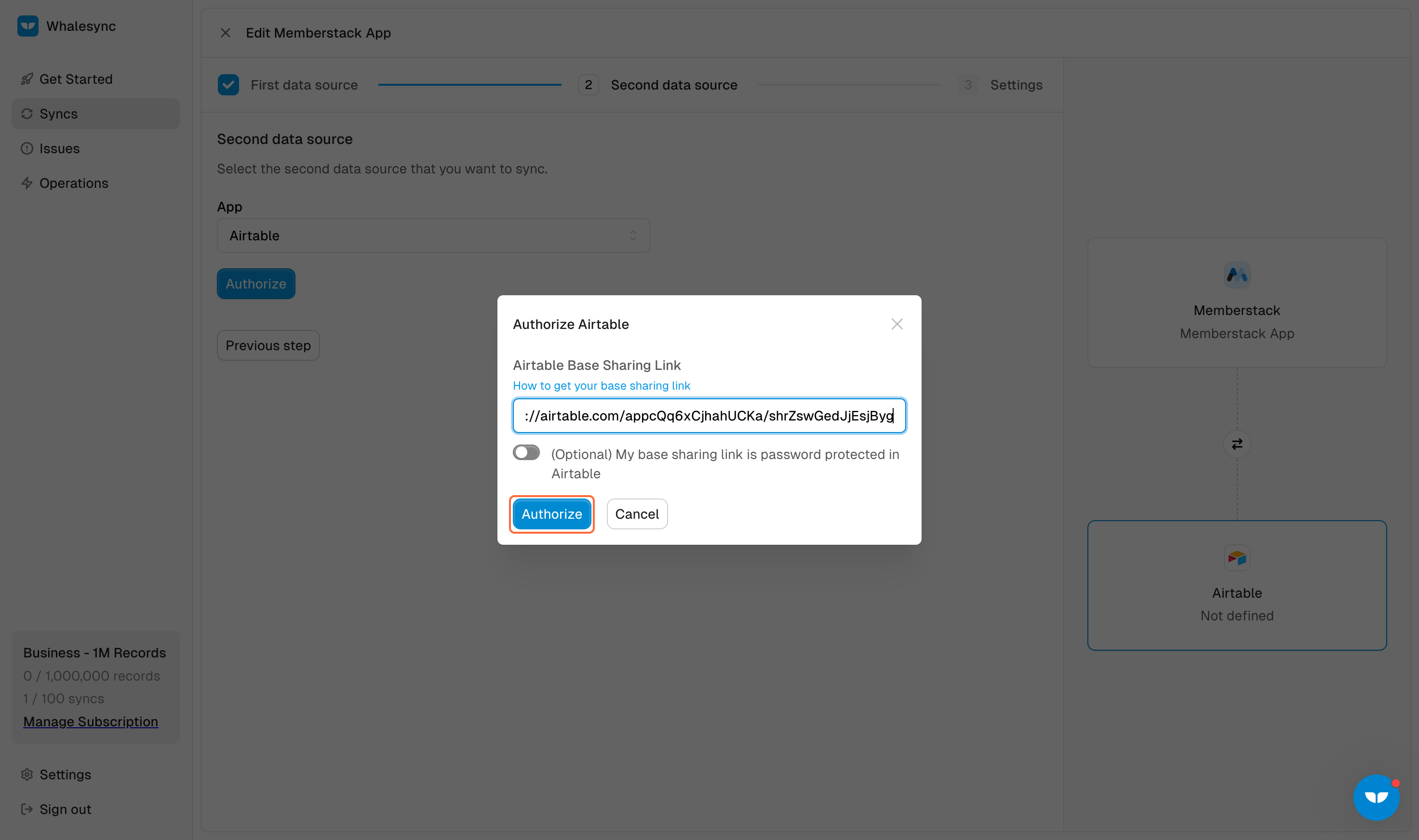 7. Authorize Airtable