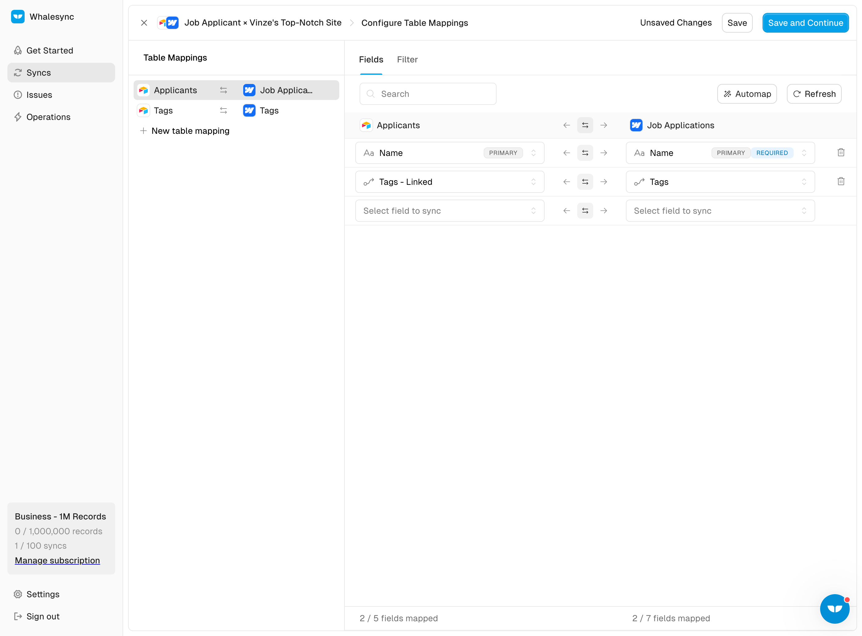 10. Map your tables and fields