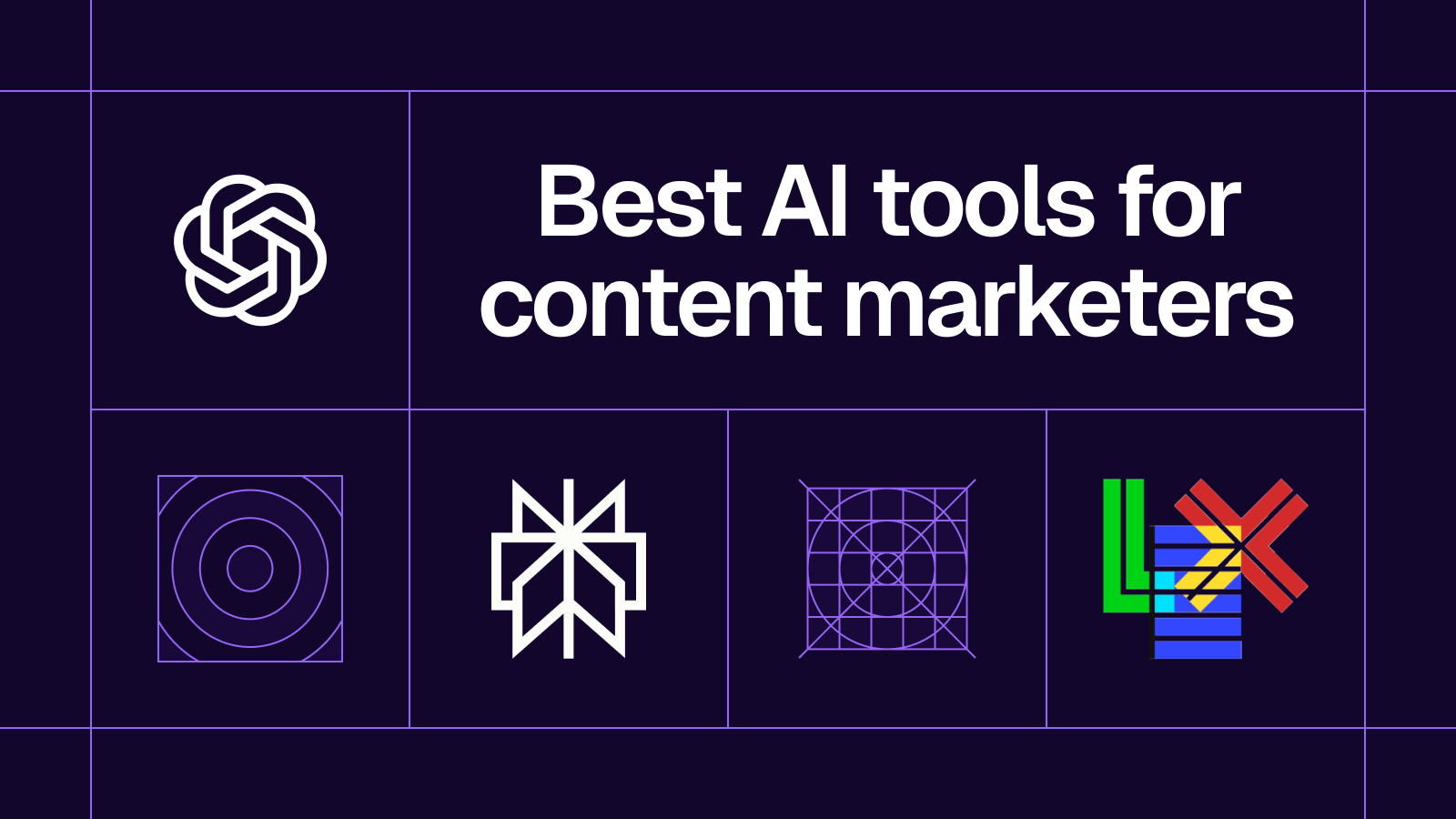 Title card reading 'Best AI tools for content marketers' with OpenAI and other AI tool logos