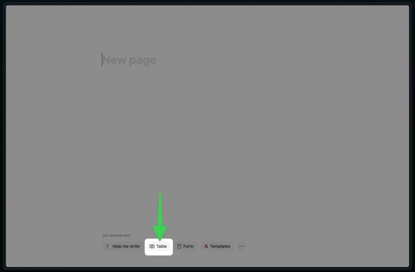 2) Click on "Table"