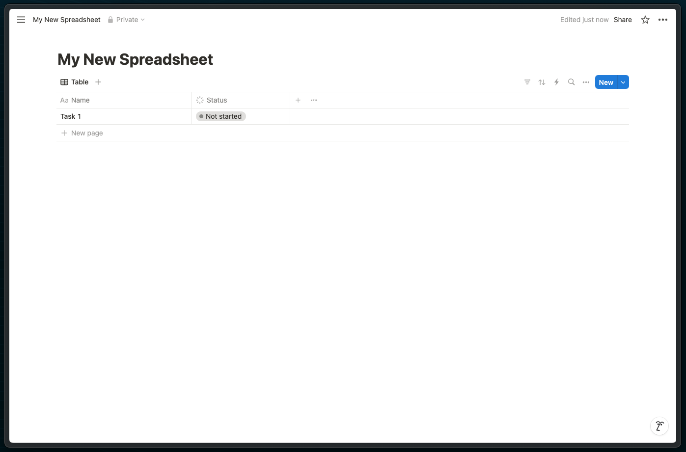 4) Give your spreadsheet a name and add your data