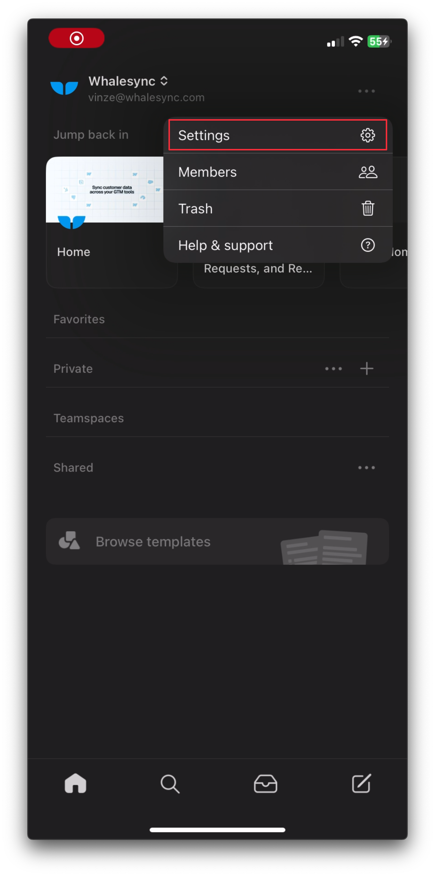 2. Click Settings