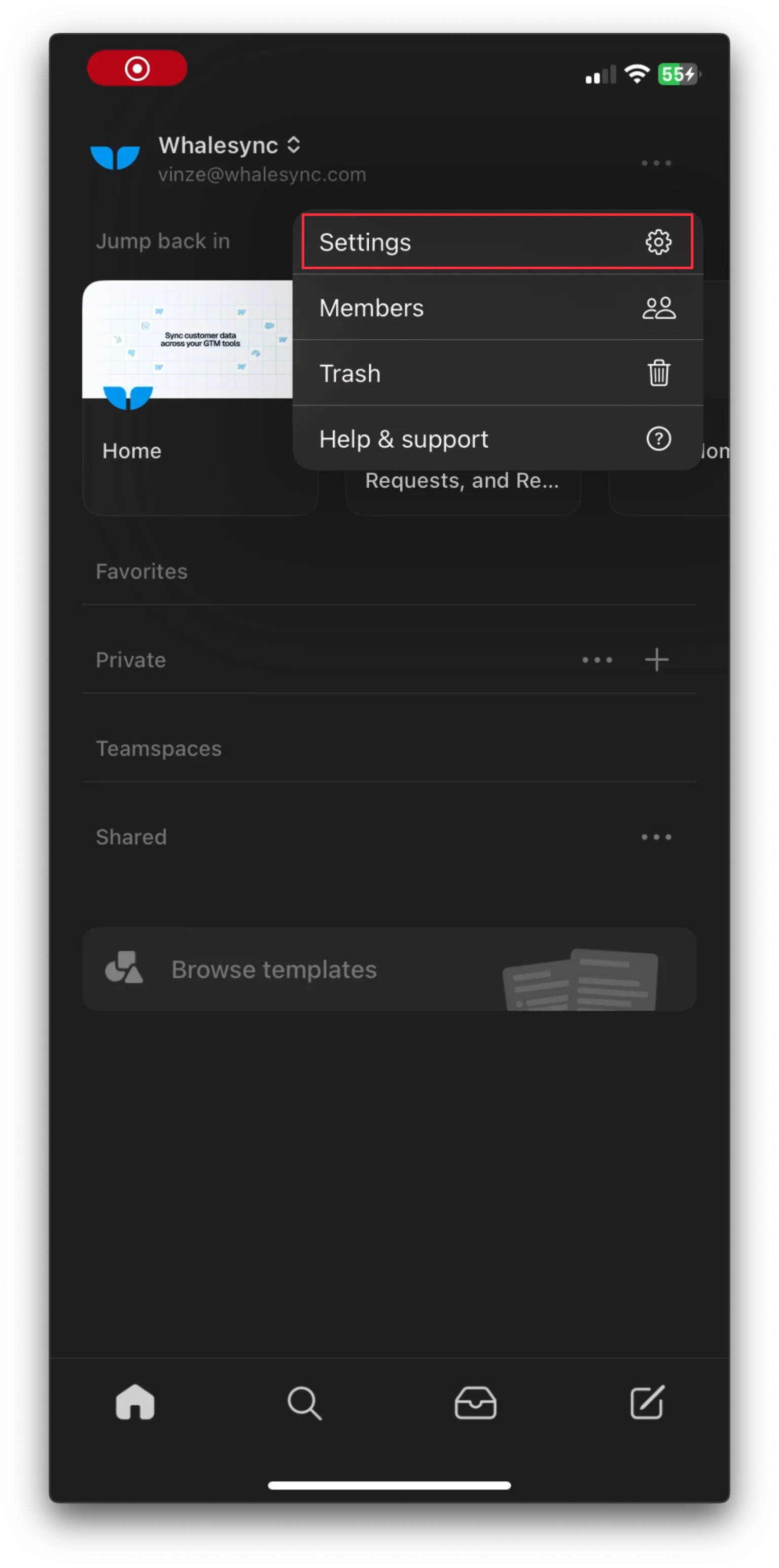 2. Click Settings