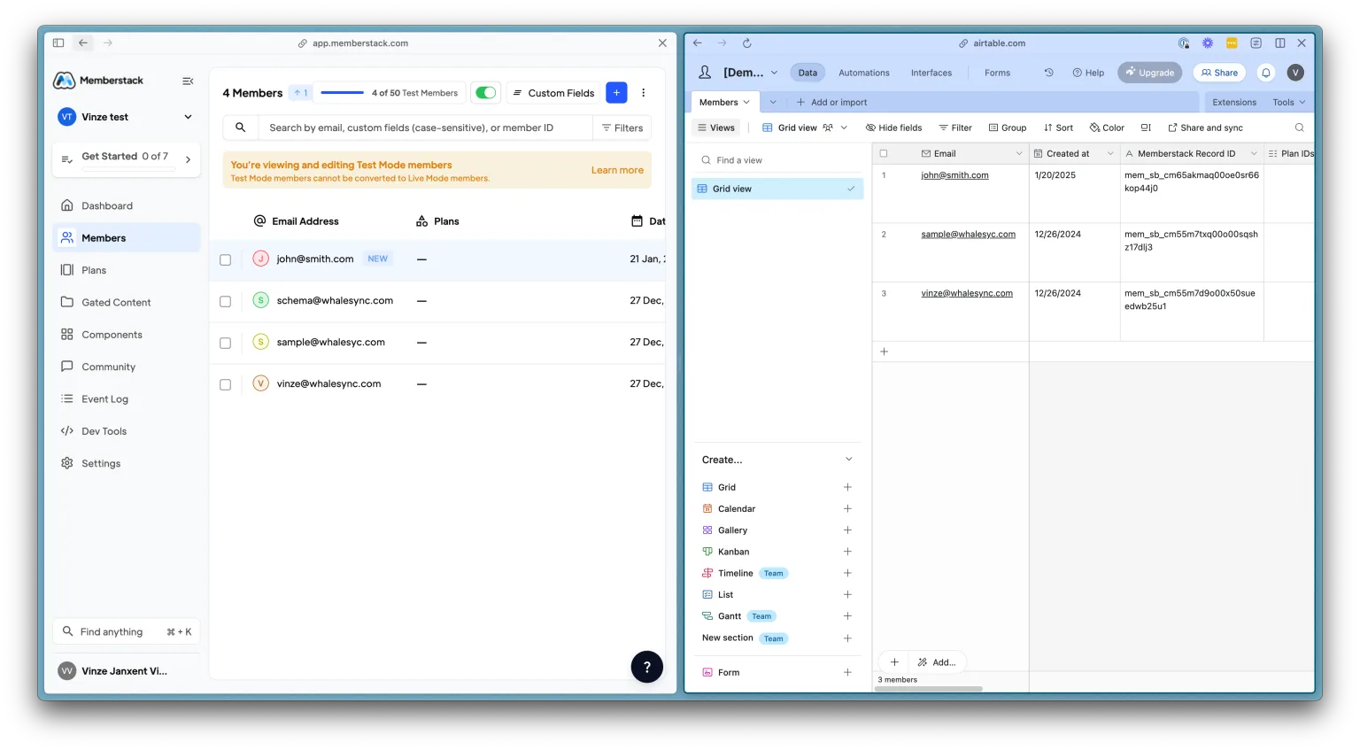 You’re done! You are now syncing your Memberstack members to Airtable 🎉
