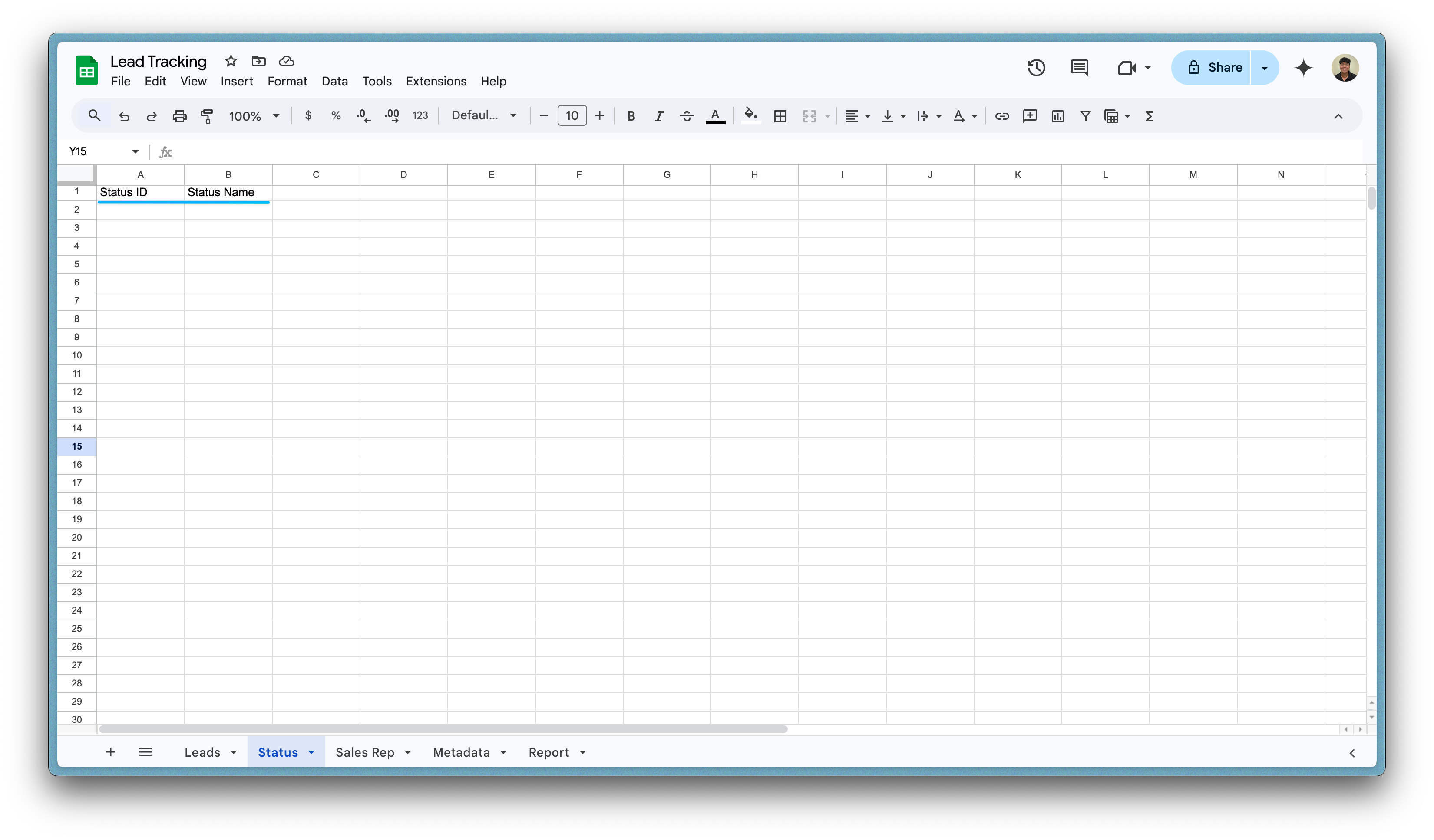 Create Sheets for your tables