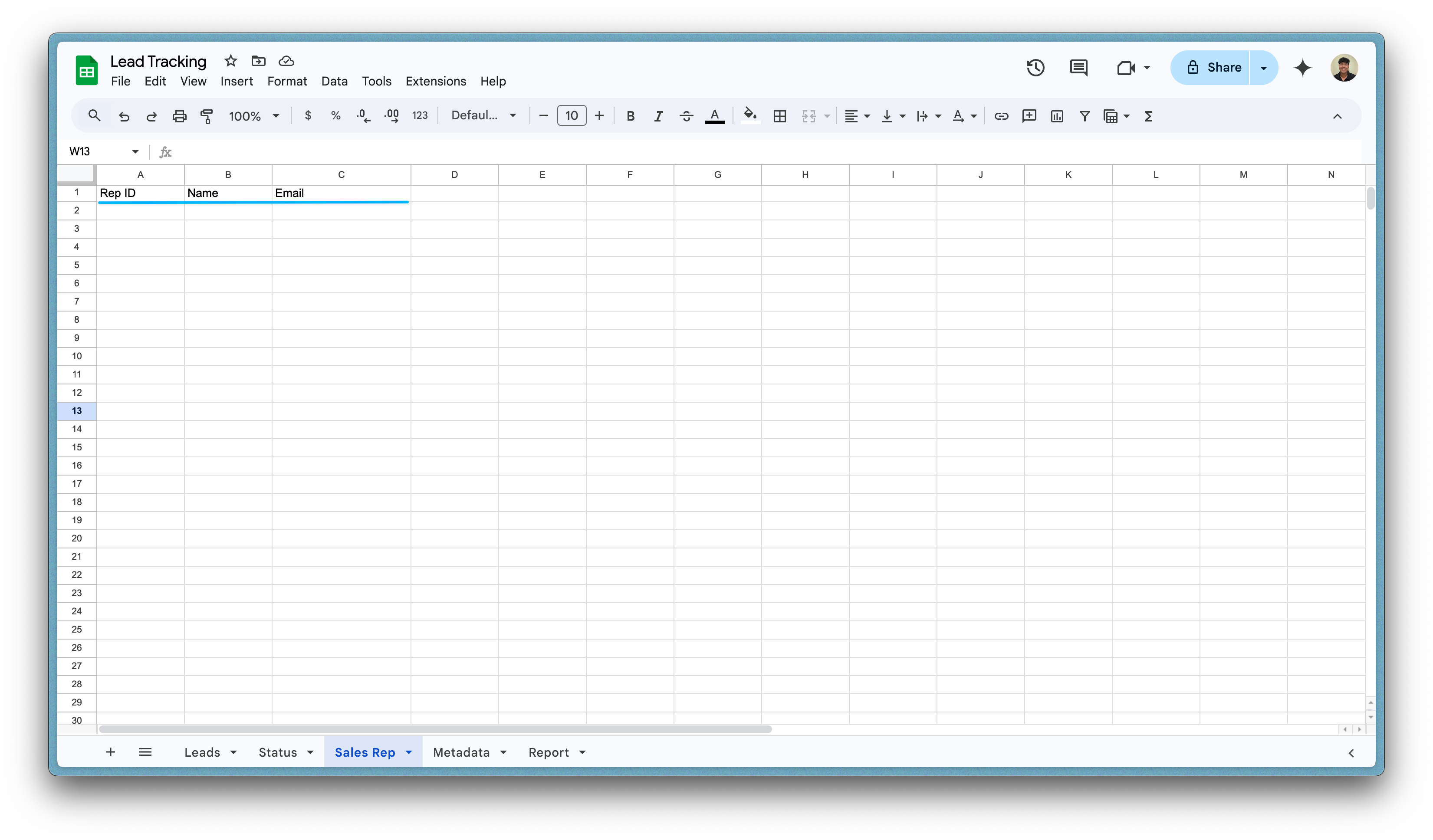Create Sheets for your tables