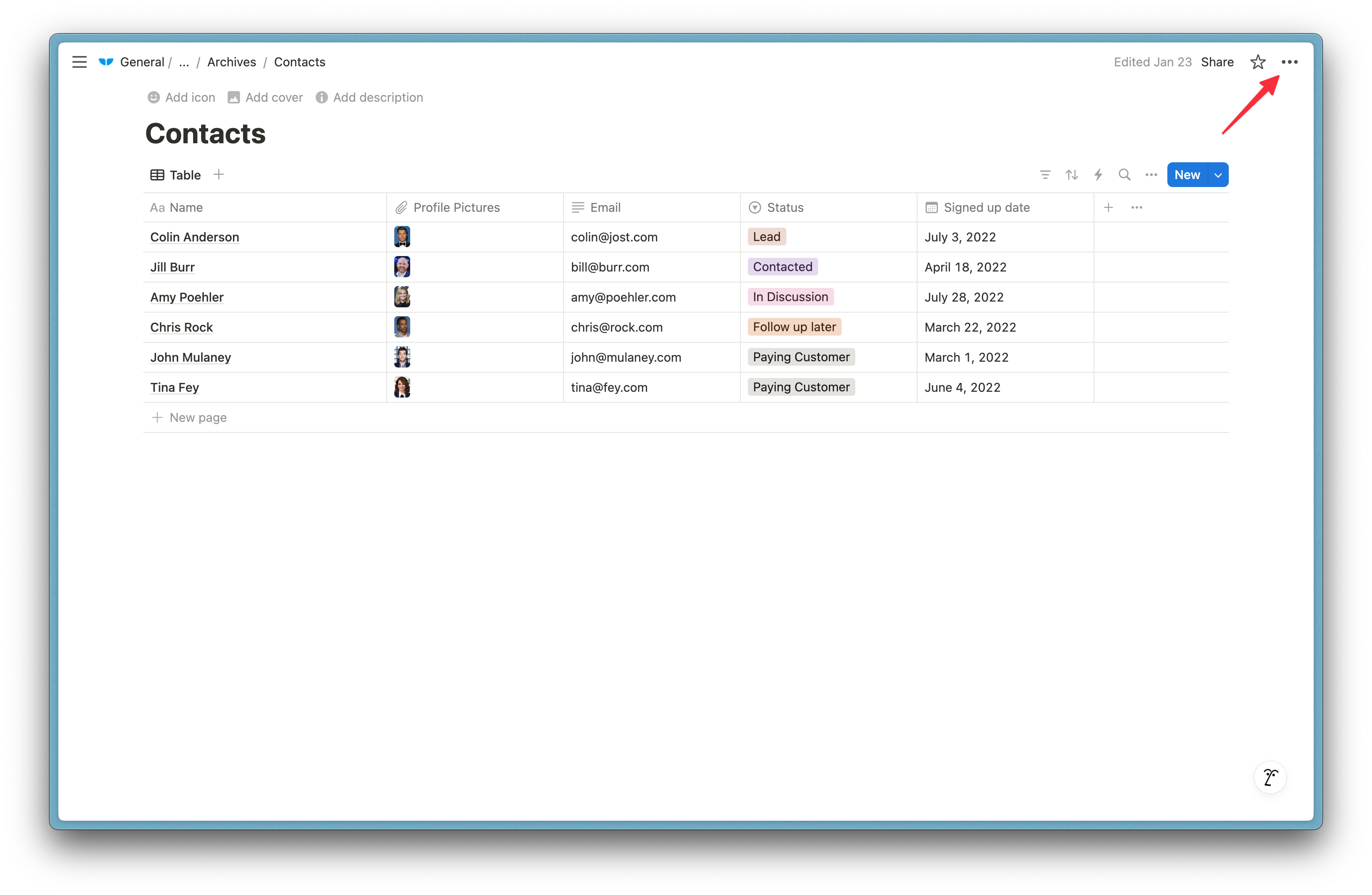 1. Click the three dots above the Notion page you want to export