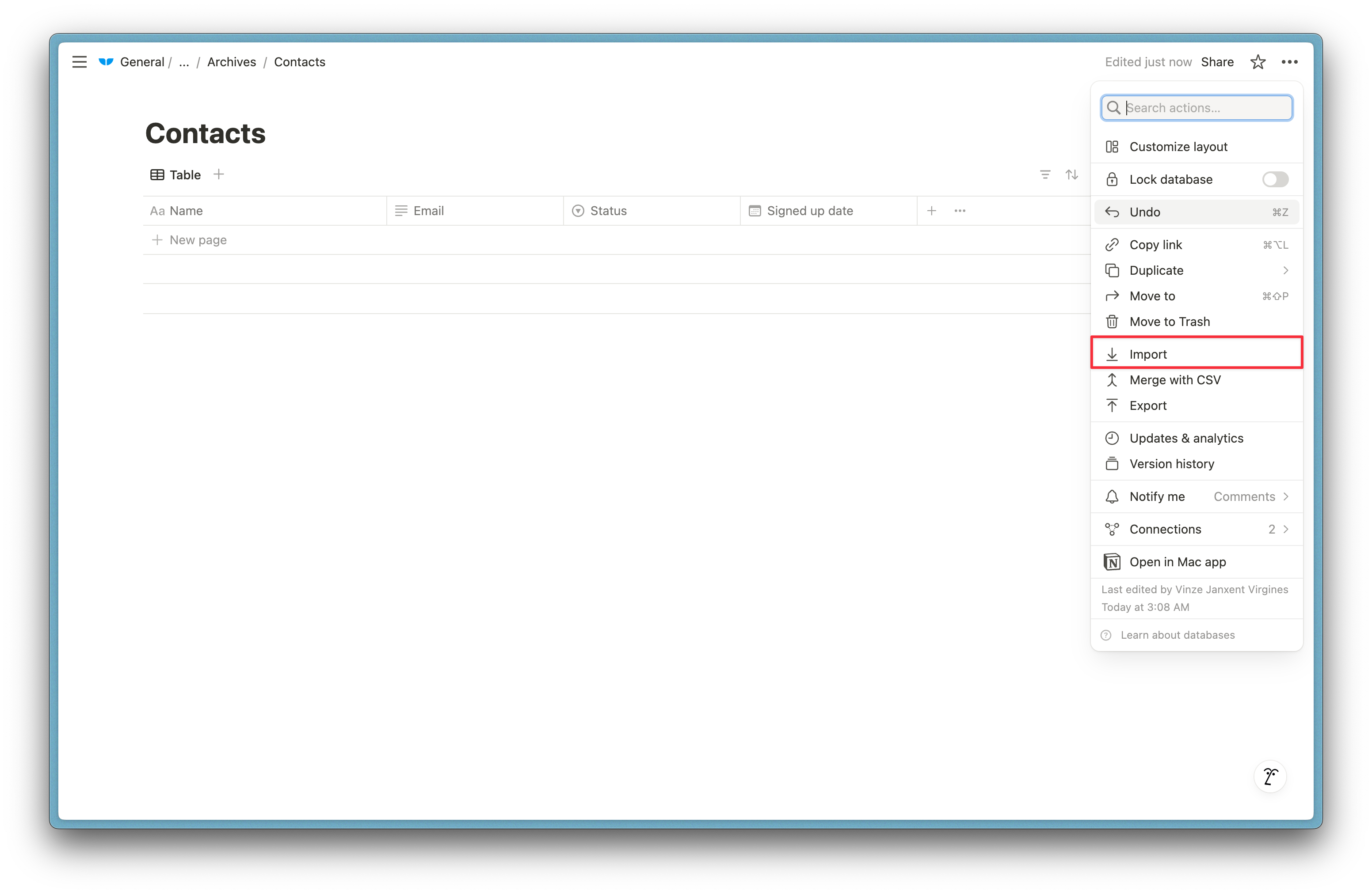 2. Click ‘Import’