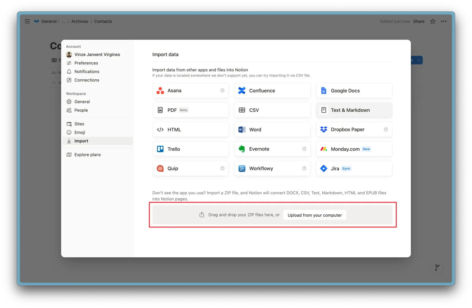 5. Upload your CSV file