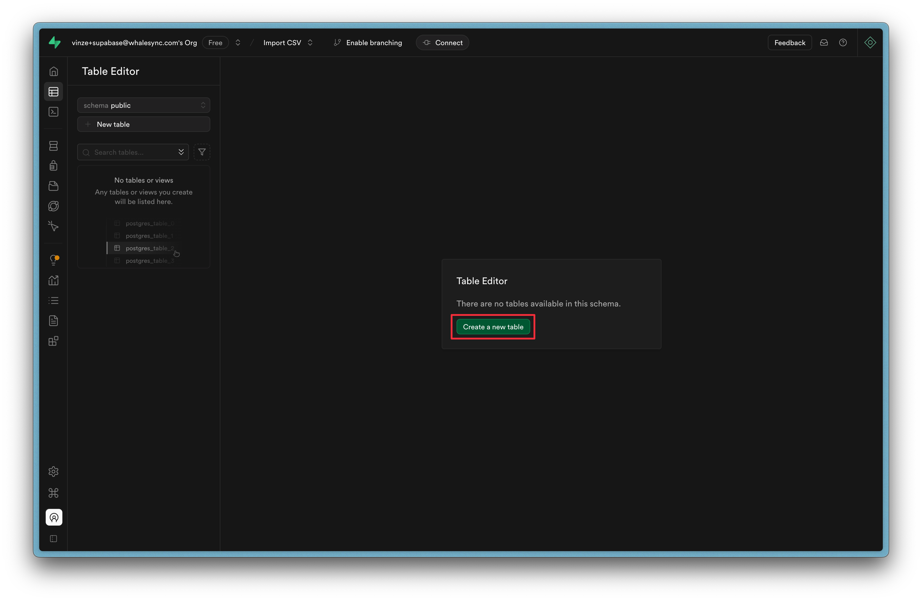 1. Create a new table to import your CSV