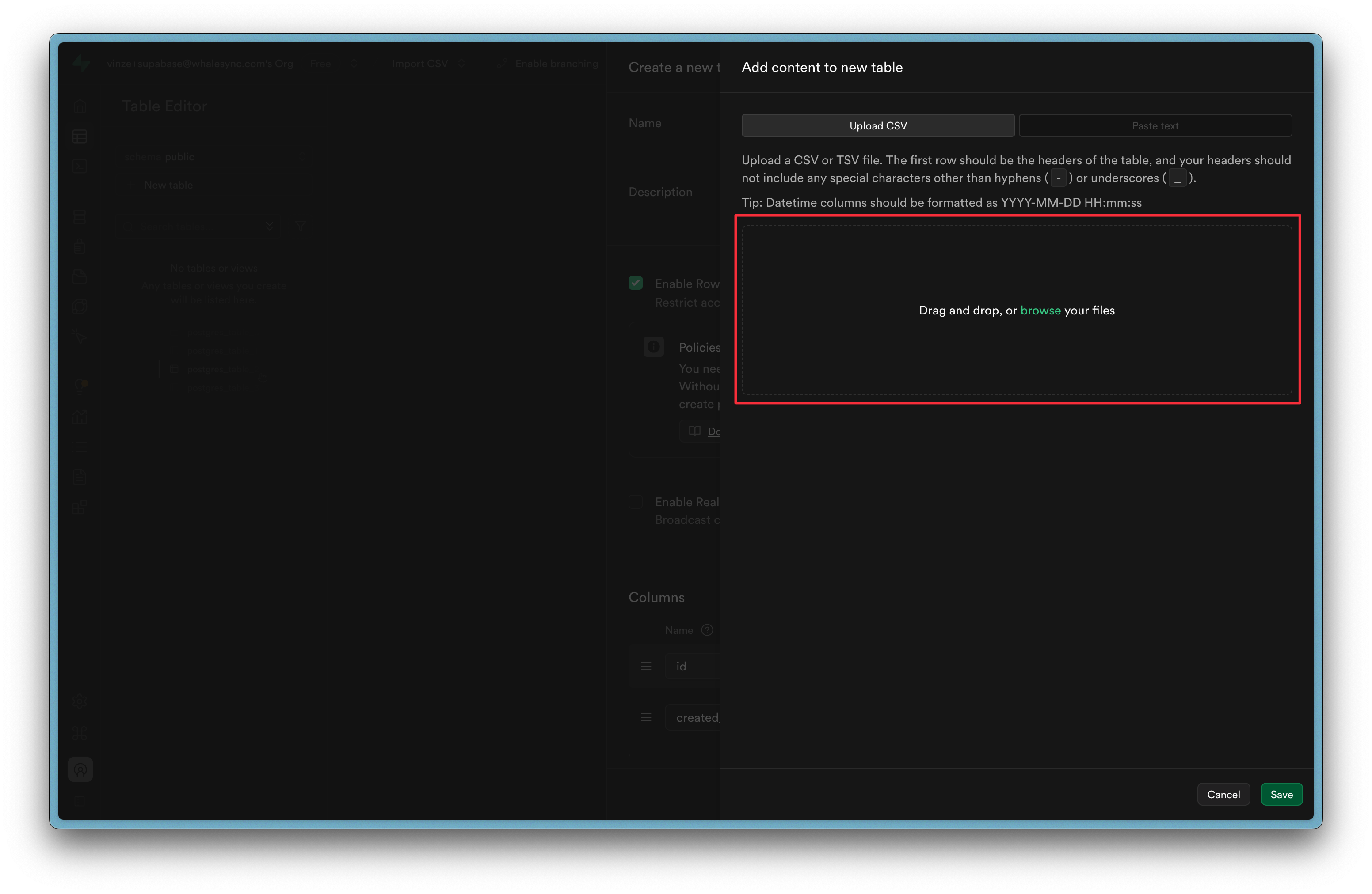 3. Upload your CSV