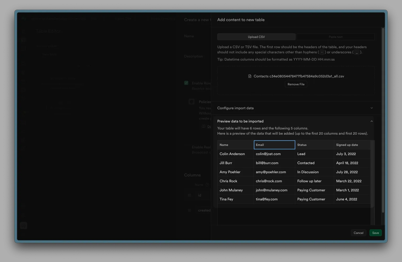 4. Preview your CSV import