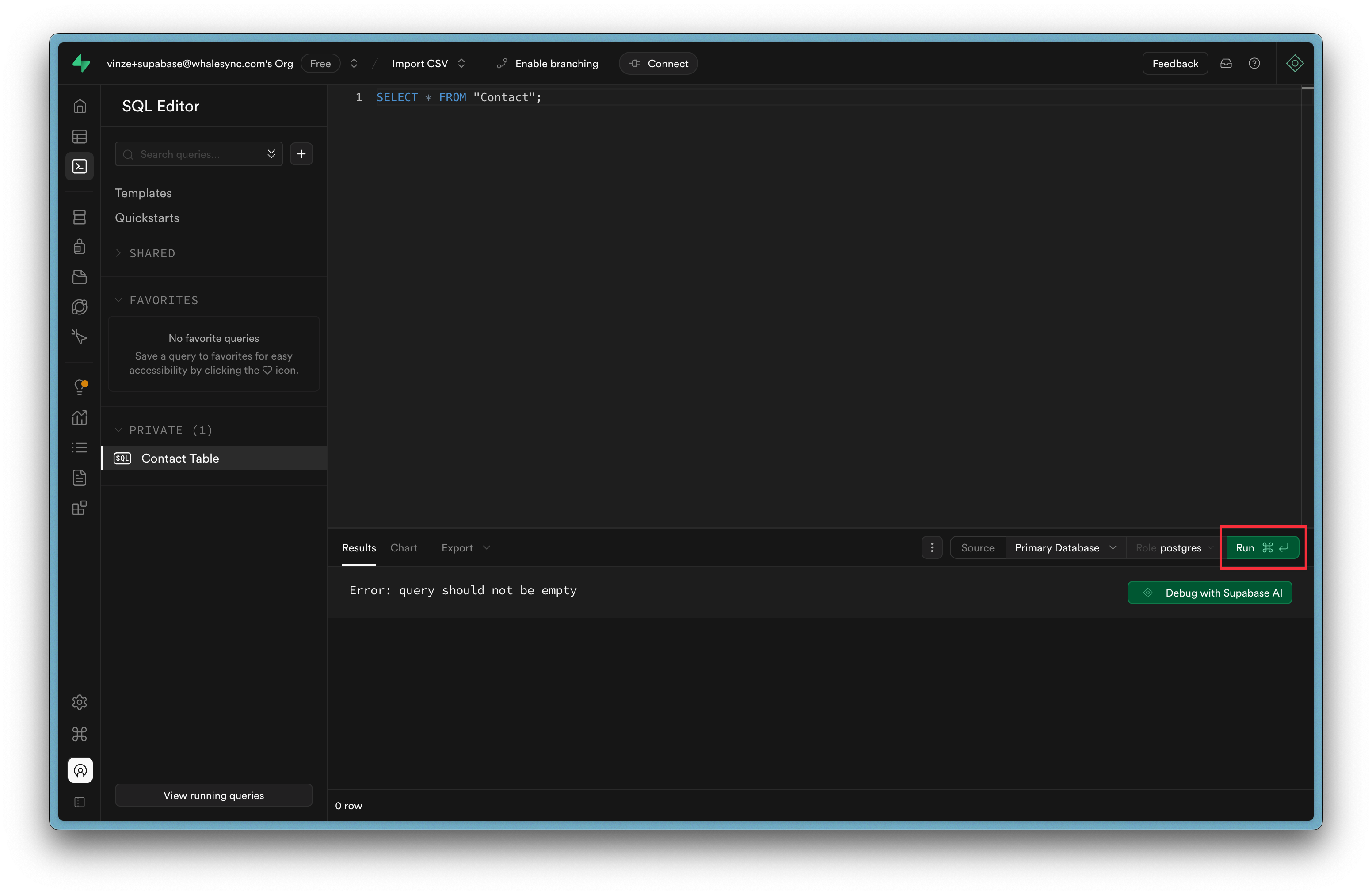 Run the SQL query