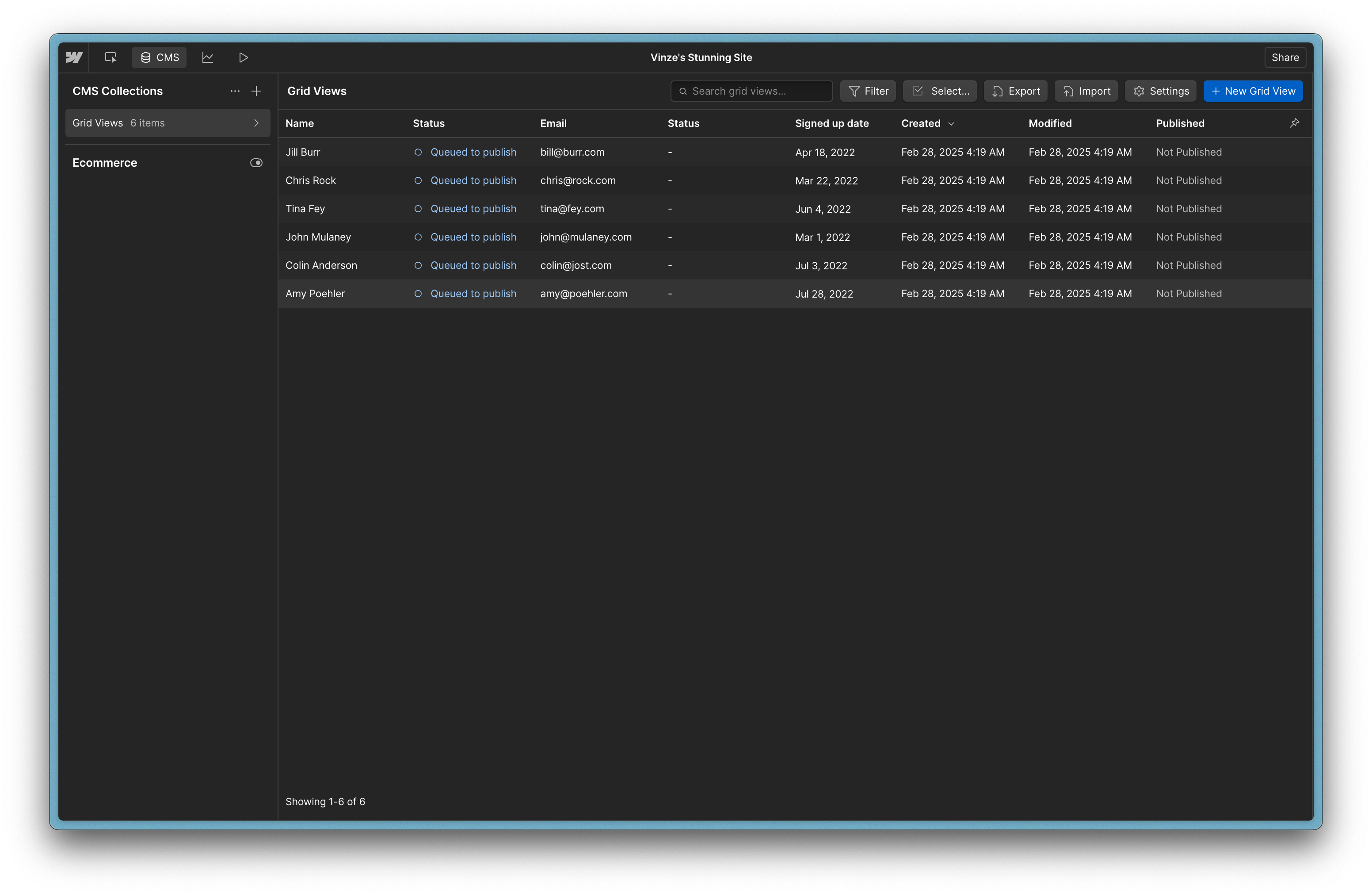 4. Your done! You just imported your CSV into Webflow. 🎉