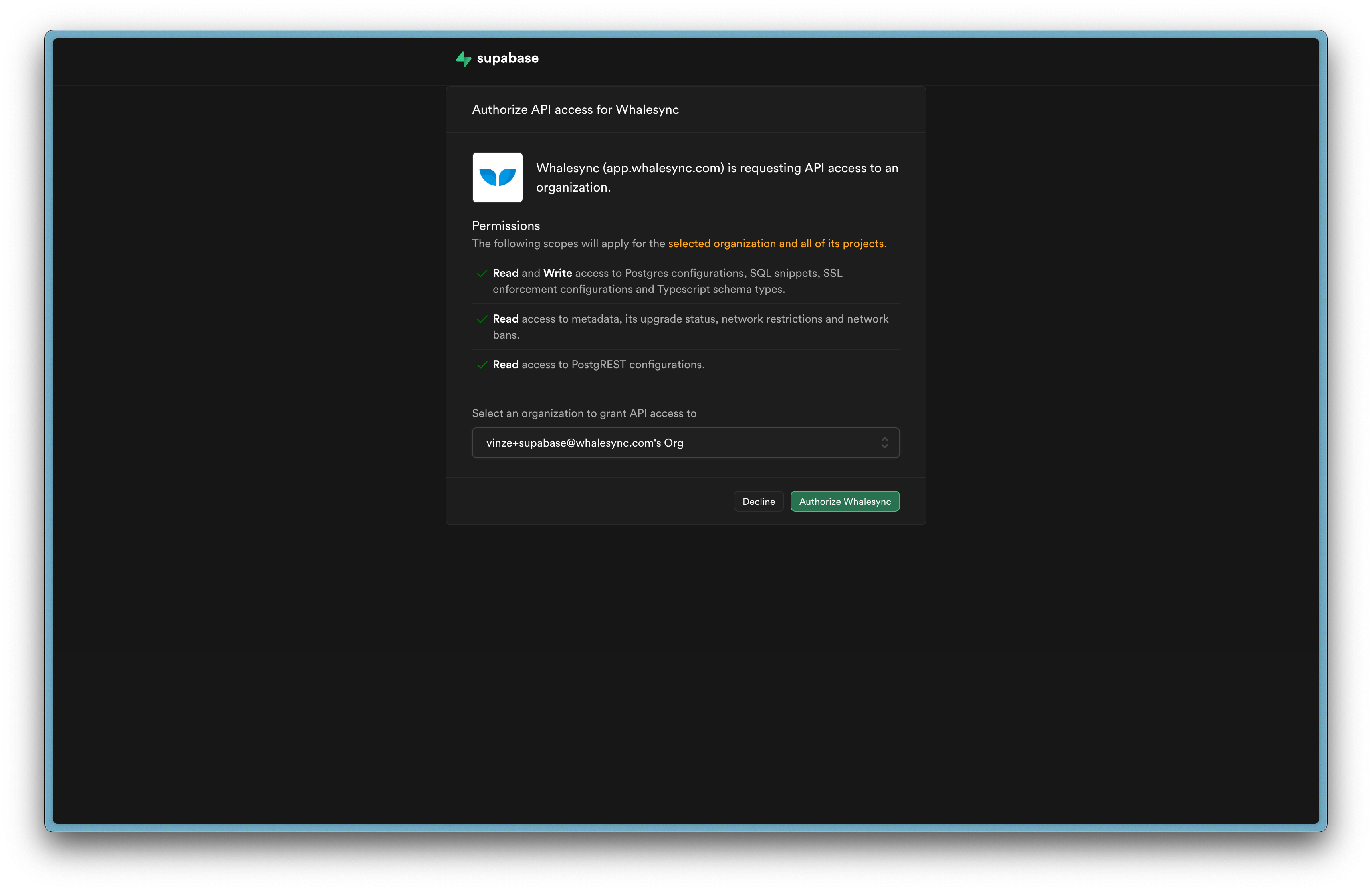 Step 2: Authorize Supabase using OAuth