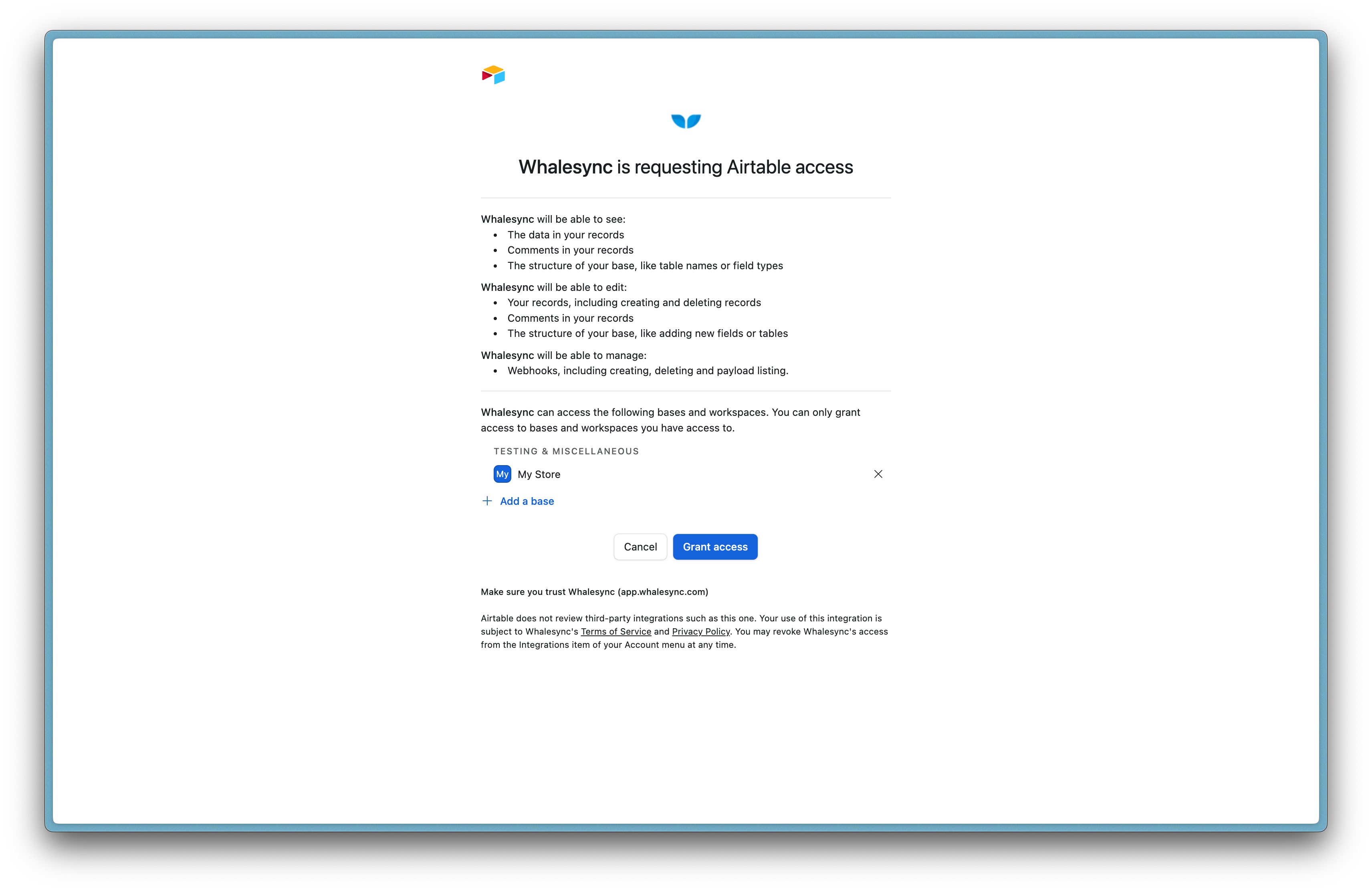 Step 5: Authorize Airtable using OAuth
