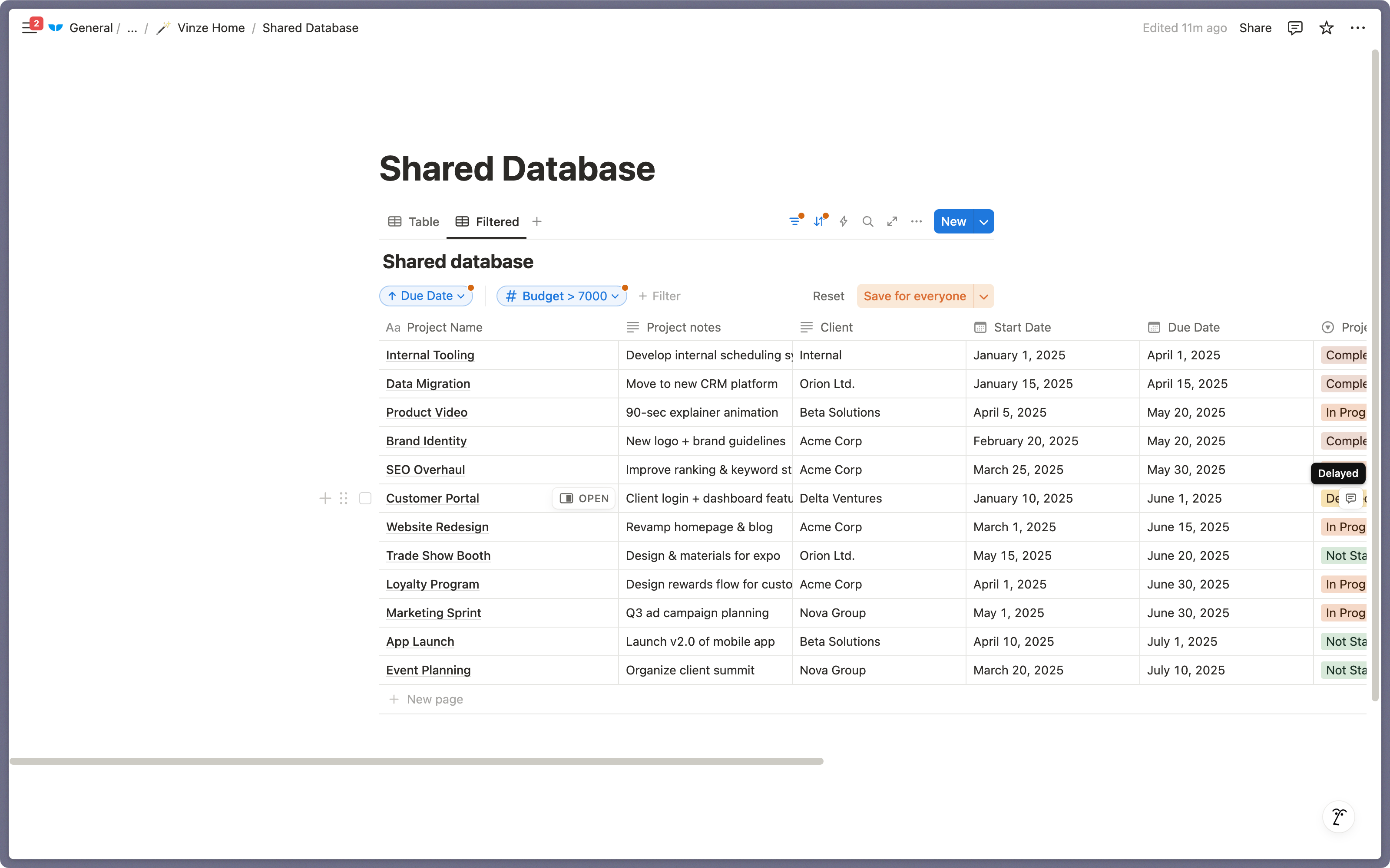 How to share a filtered database in Notion