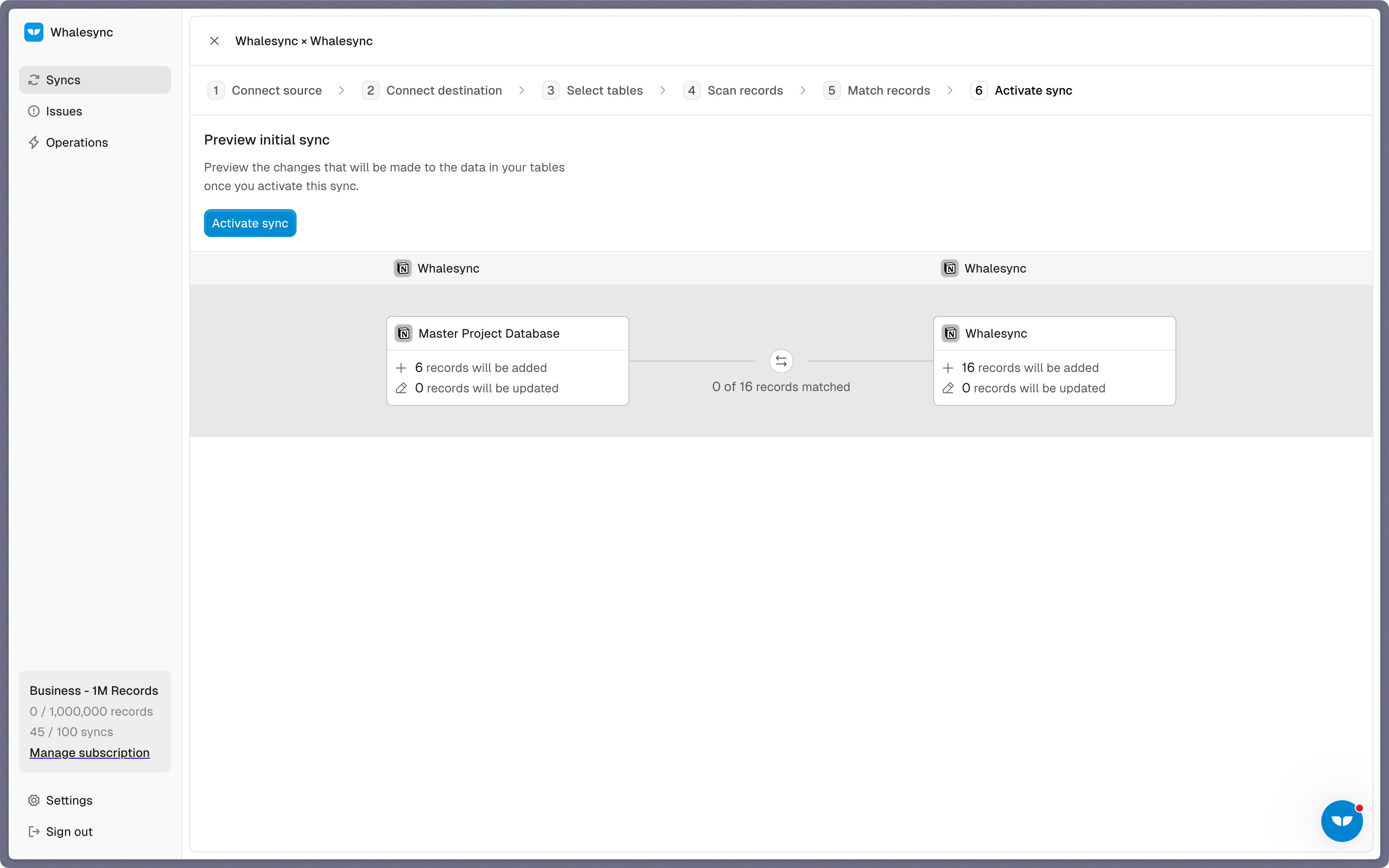 Step 4: Activate your sync