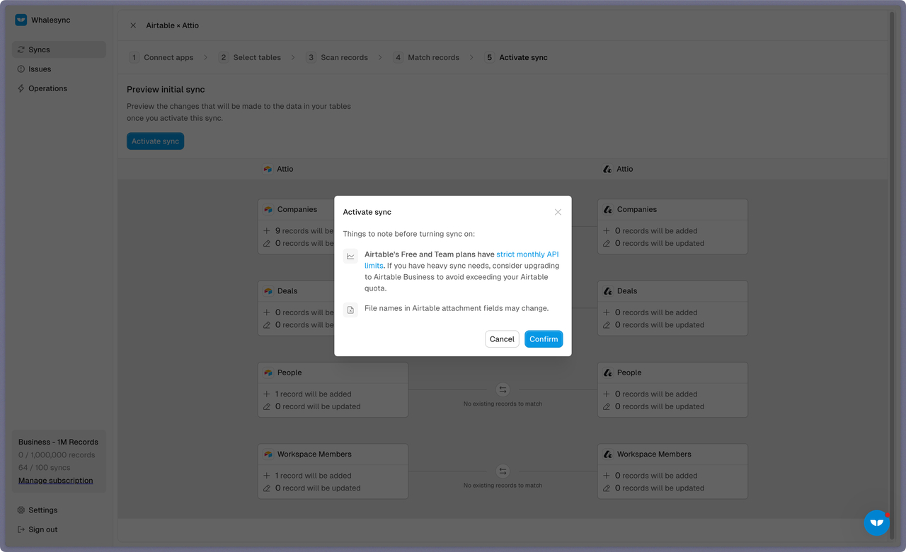 Step 5: Activate sync