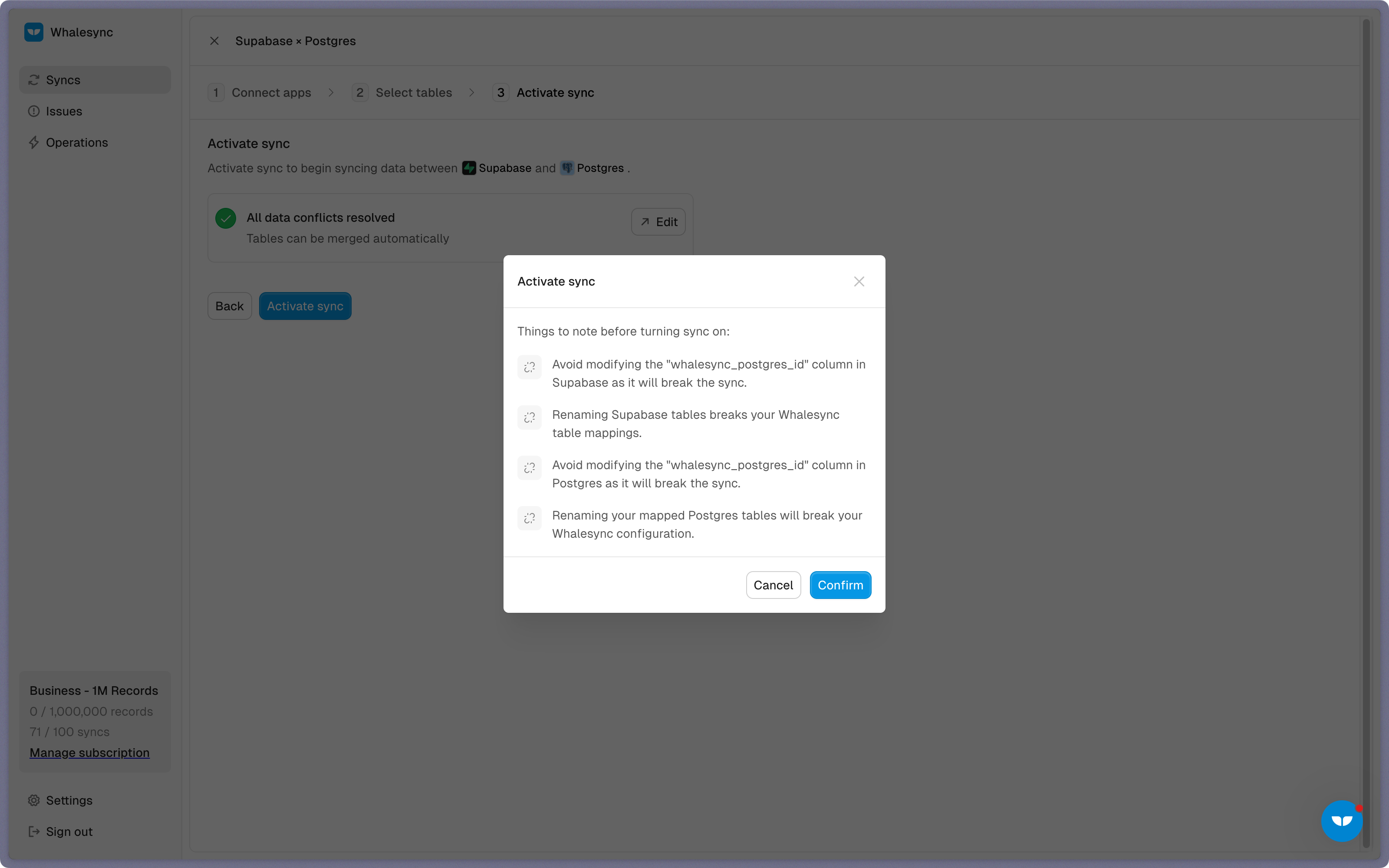 Step 5: Activate sync