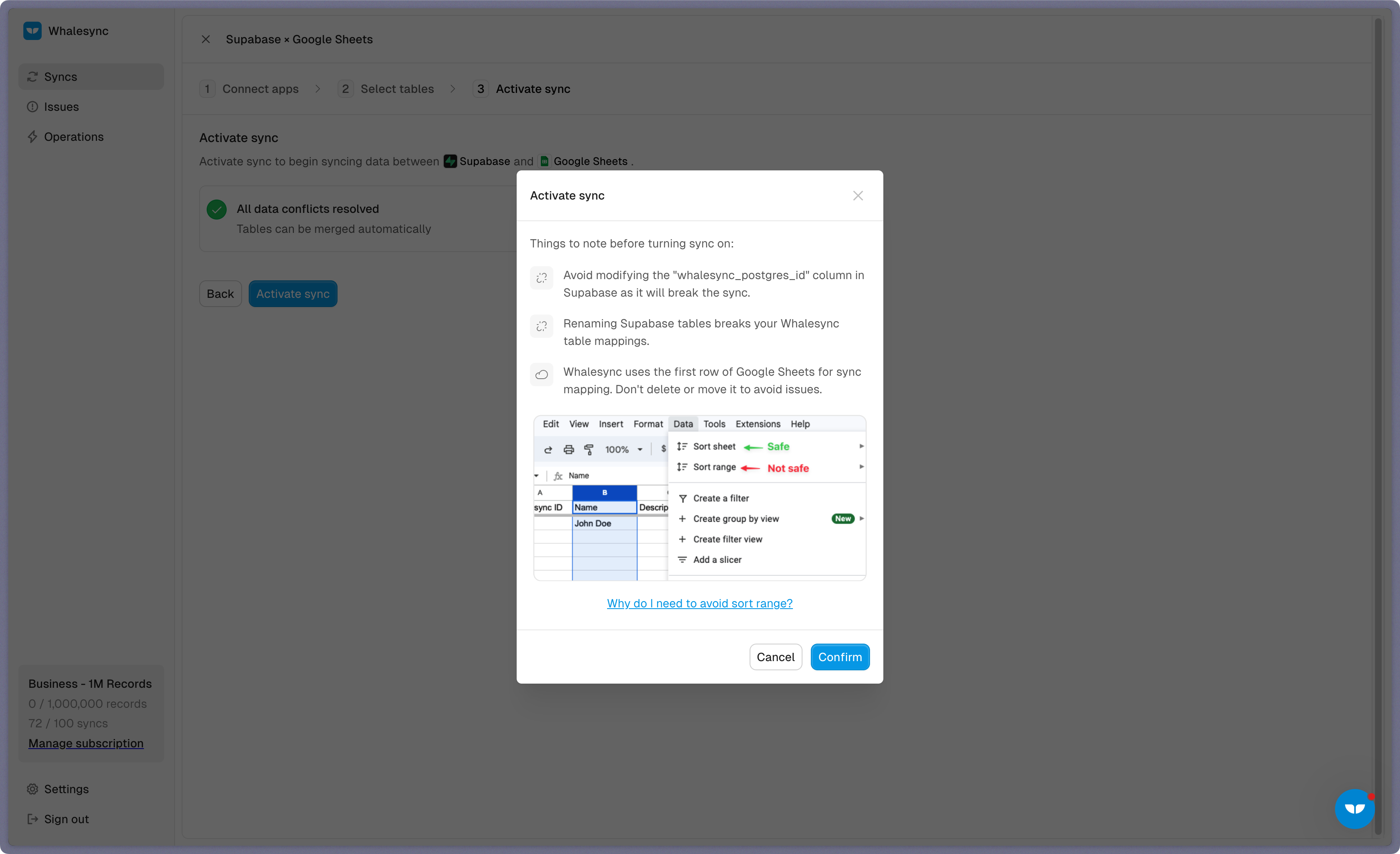 Step 5: Activate sync