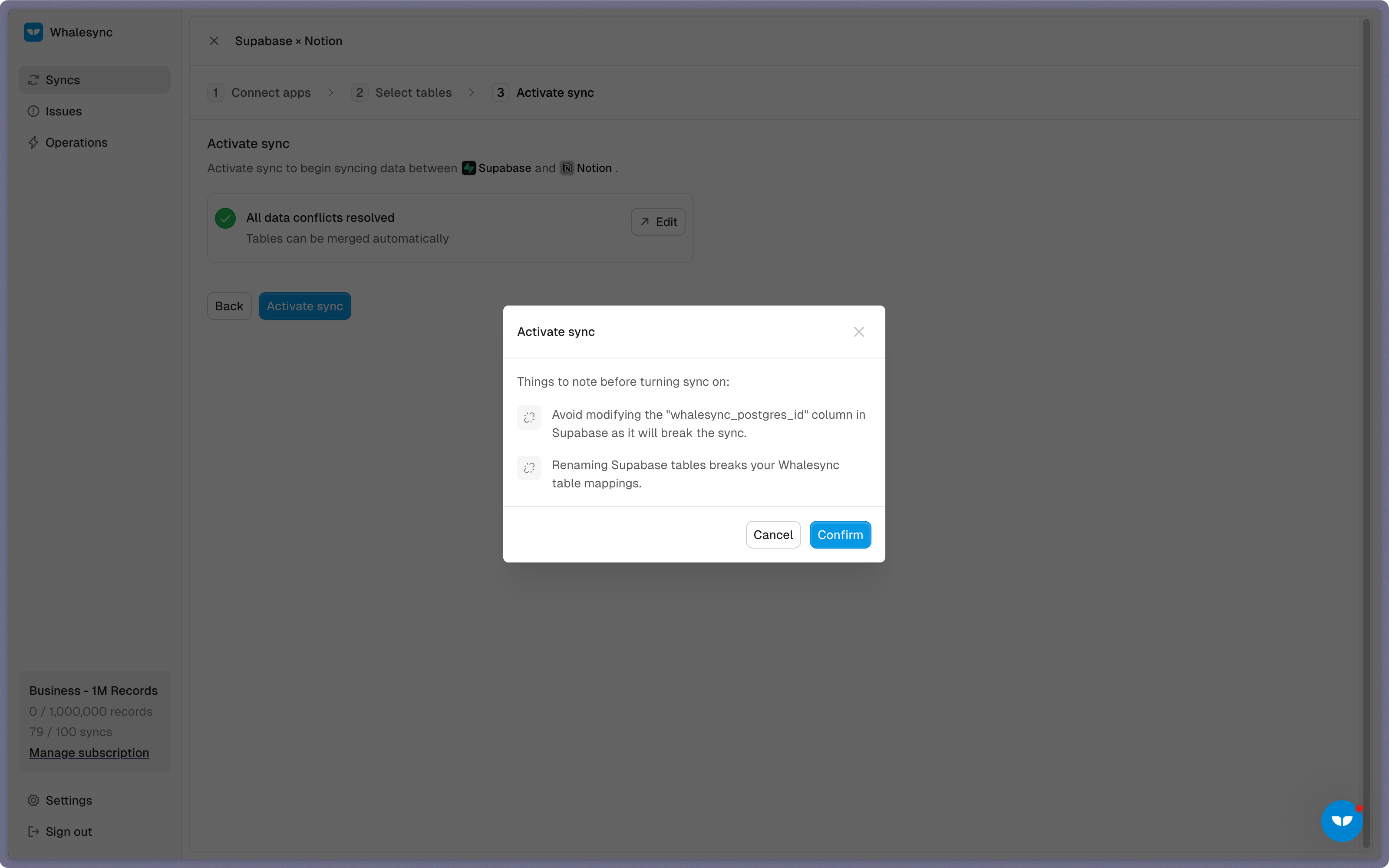 Step 5: Activate sync