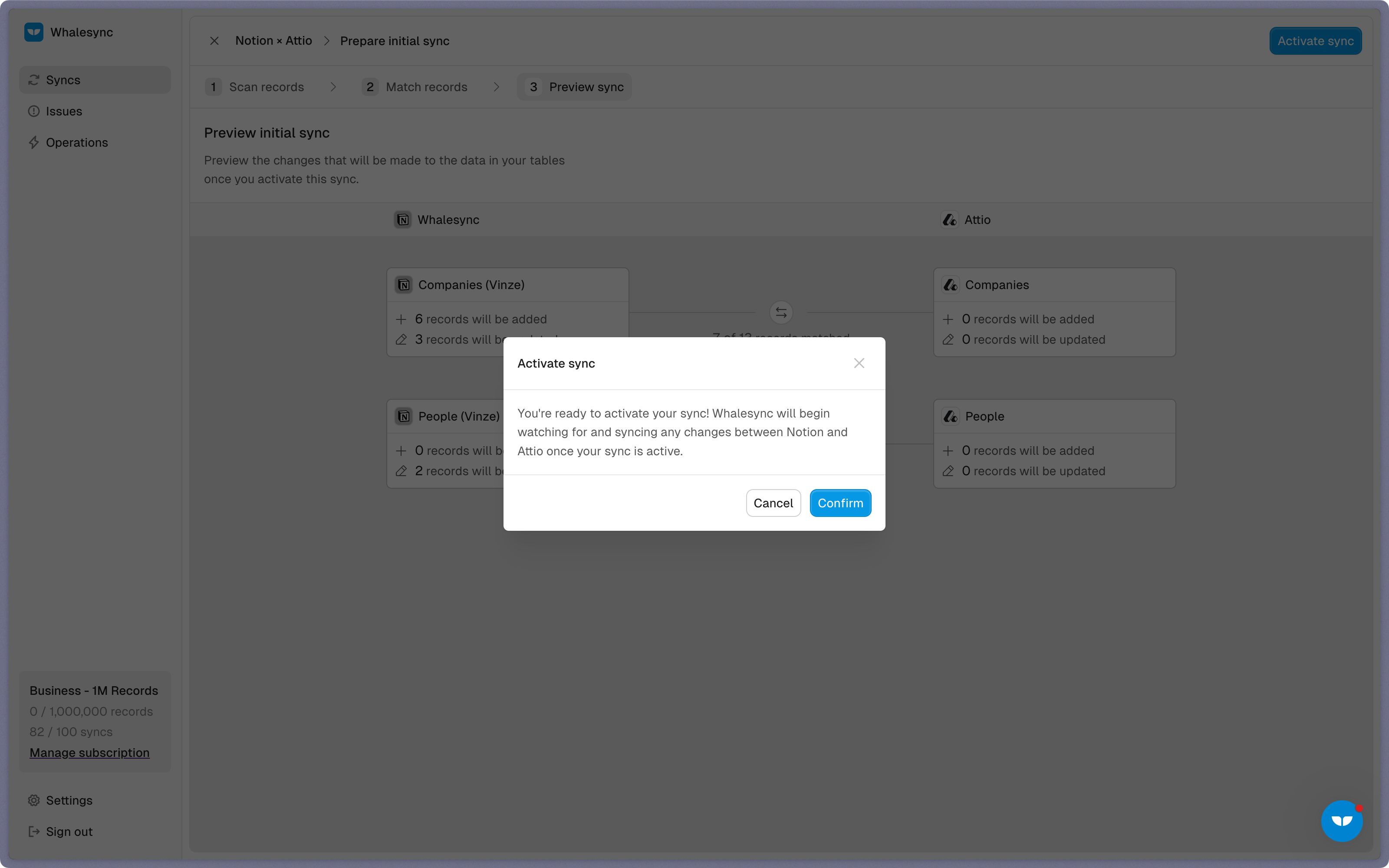 Step 5: Activate sync