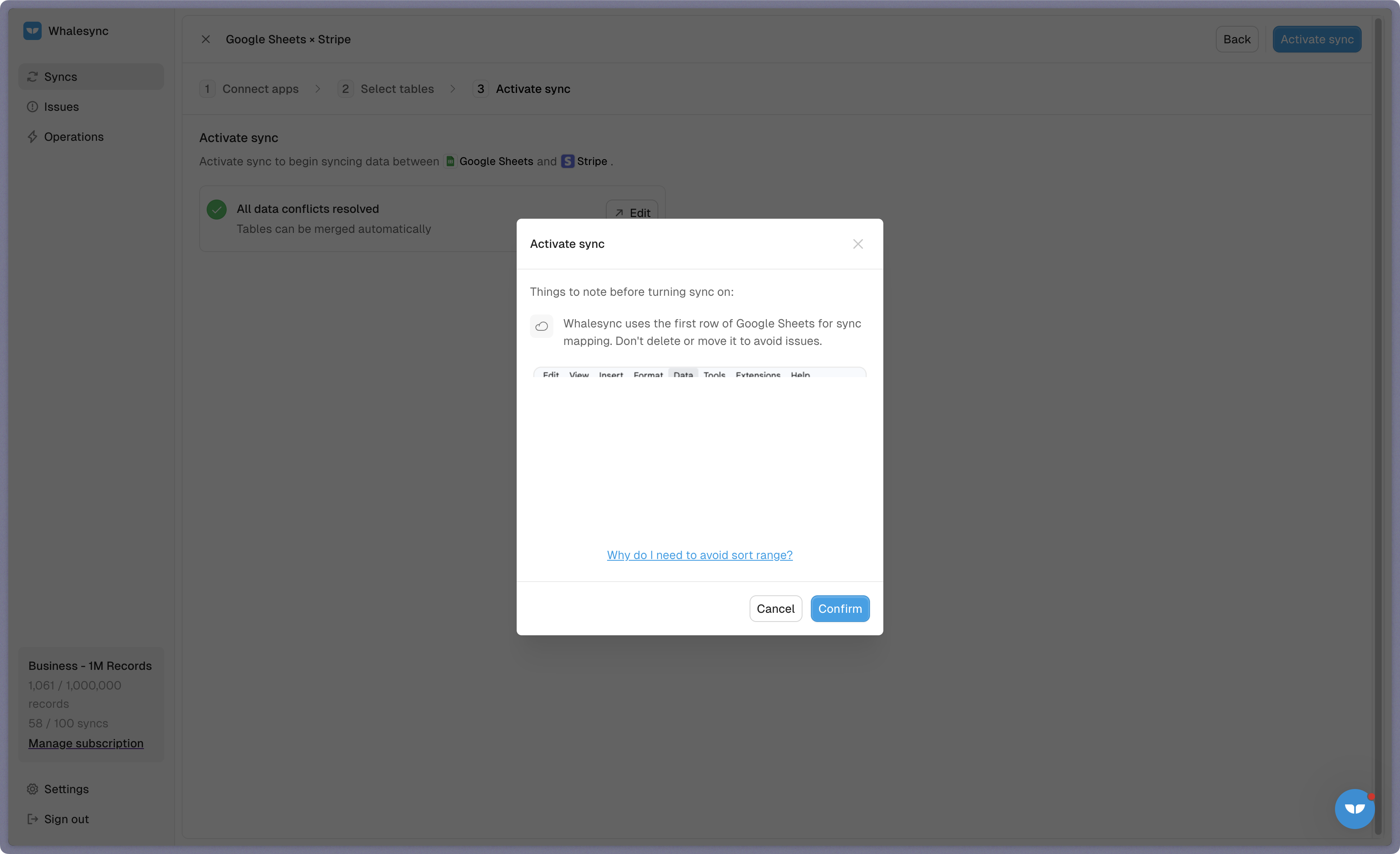 Step 5: Activate sync