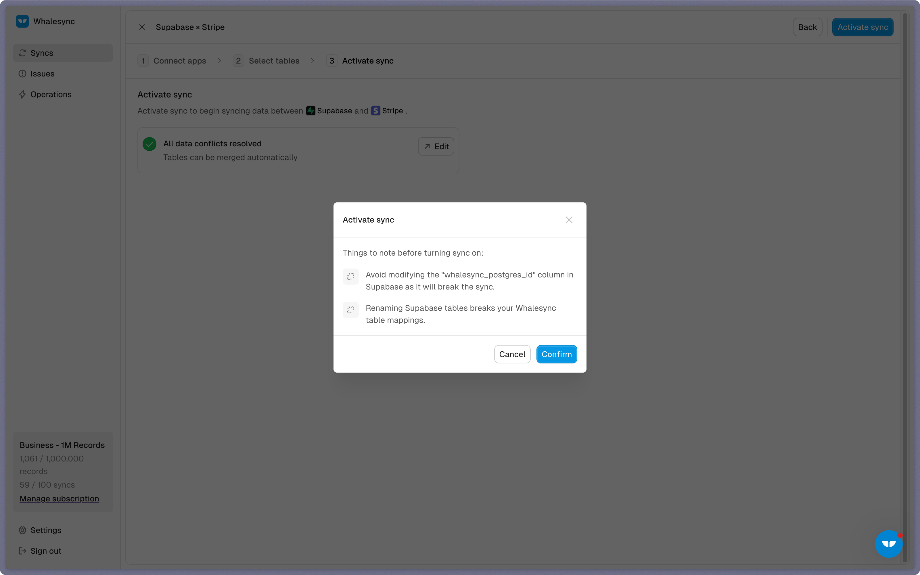 Step 5: Activate sync